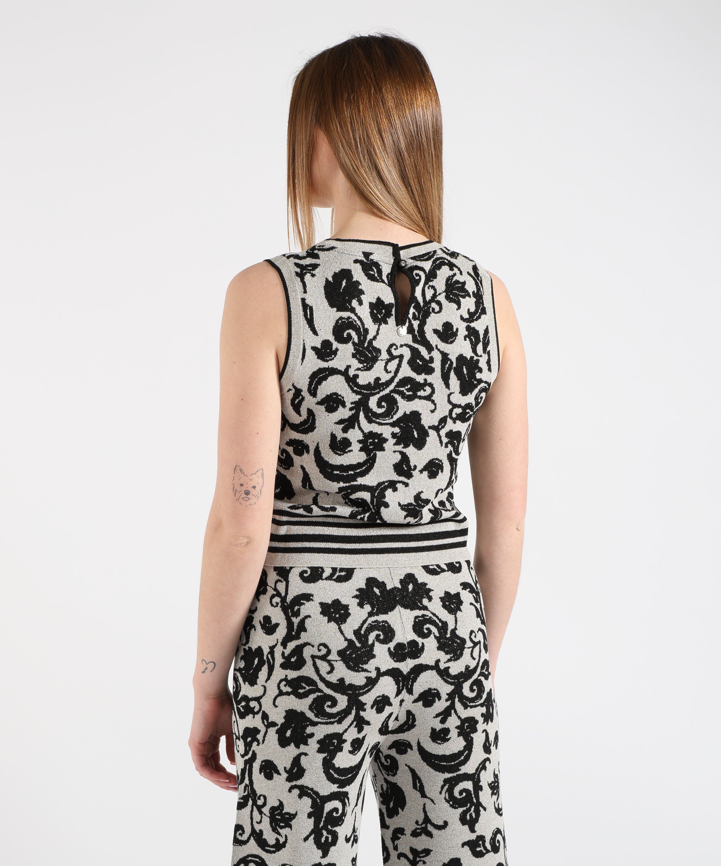 Knitwear LIUJO WHITE Liu Jo Sleeveless Lurex Top Argento/nero | LIUJO WHITE