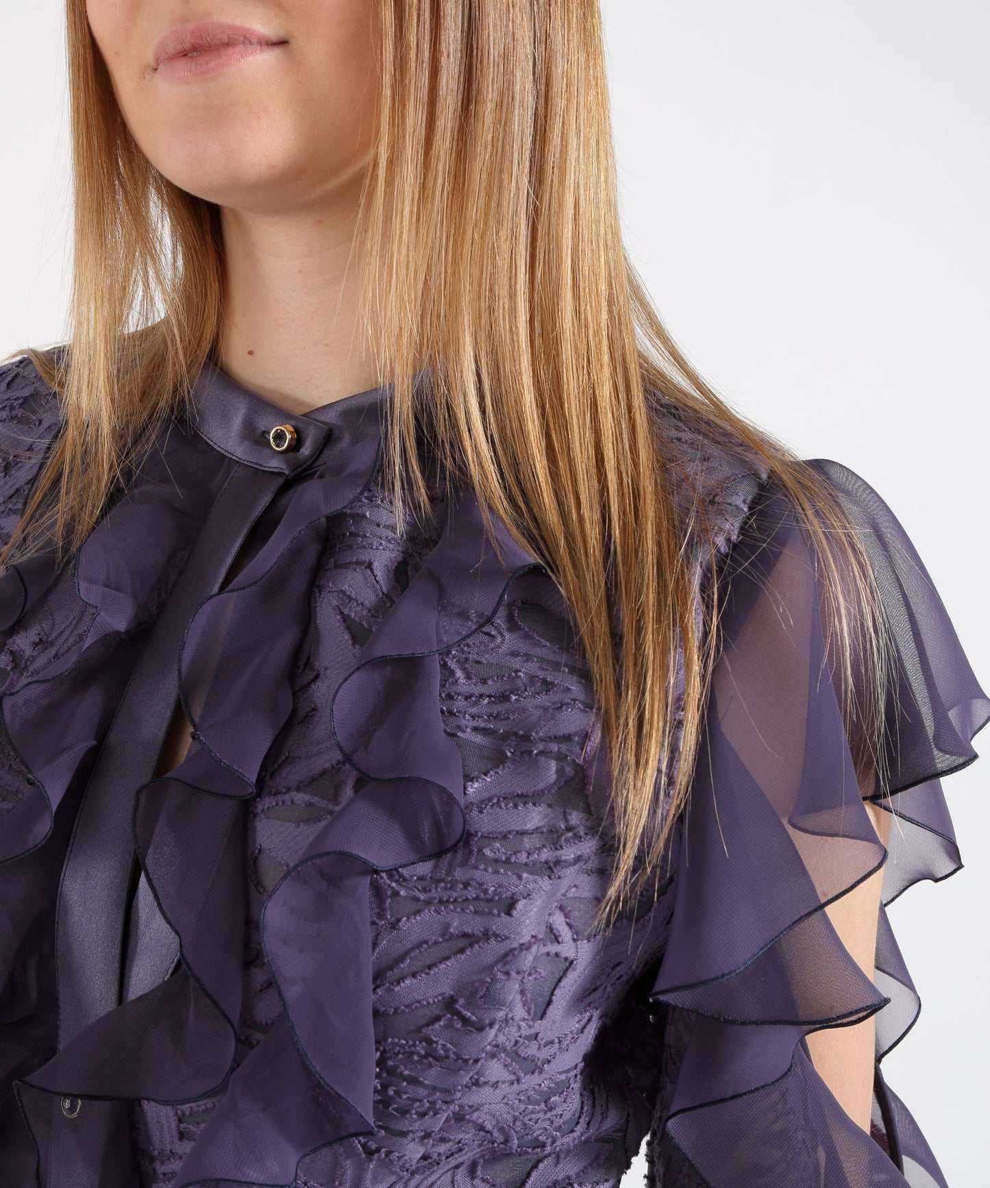 D'ANDREA COLLECTION Women’s Long Dress with Ruffles and Jewel Buttons