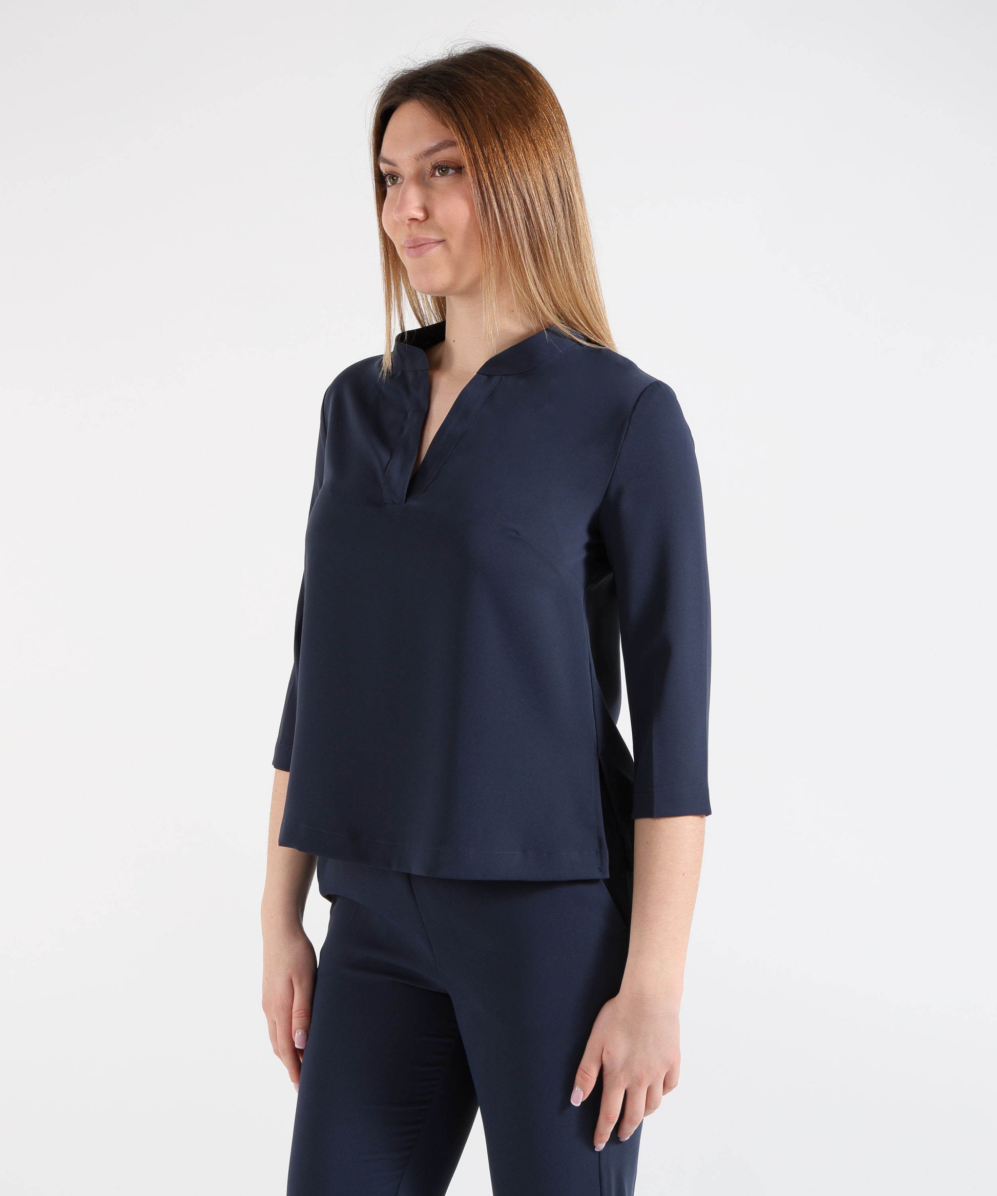 Blouses MAIDA MILA Women’s V-Neck Blouse with 3/4 Sleeves Blu navy | MAIDA MILA