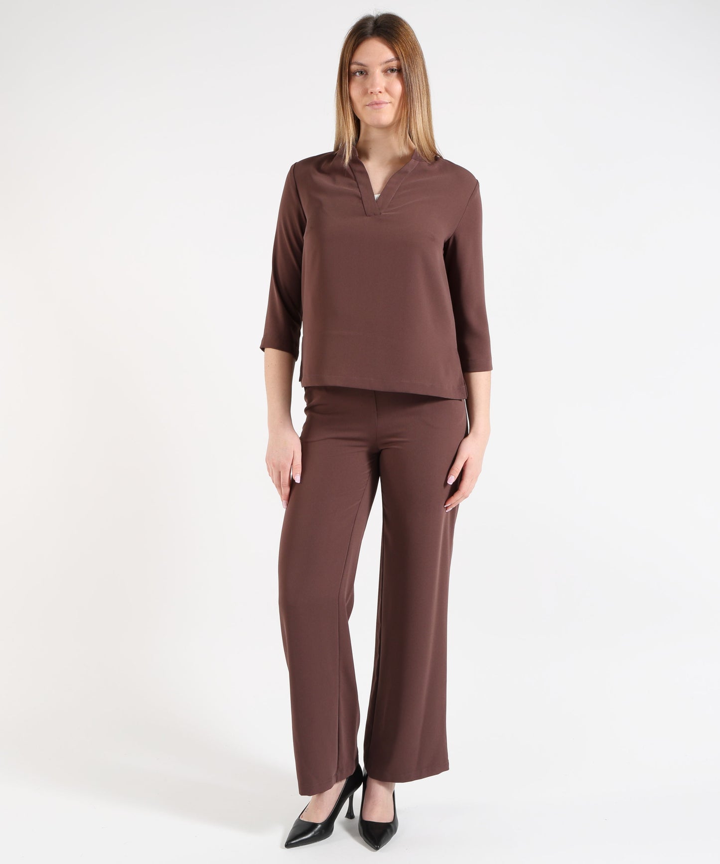 MAIDA MILA Women’s V-Neck Blouse with 3/4 Sleeves