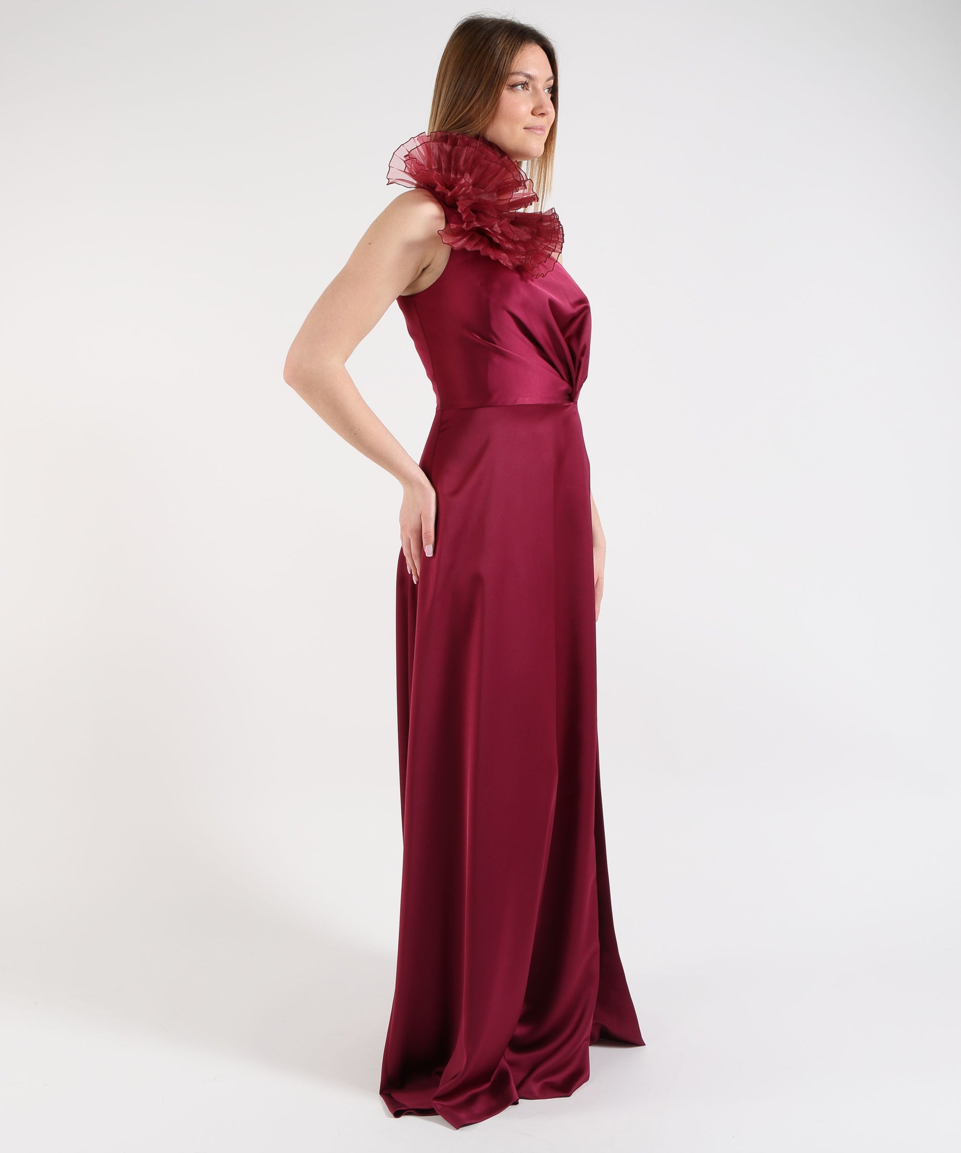 Outfits ELISABETTA DORI long one-shoulder dress Fucsia | ELISABETTA DORI