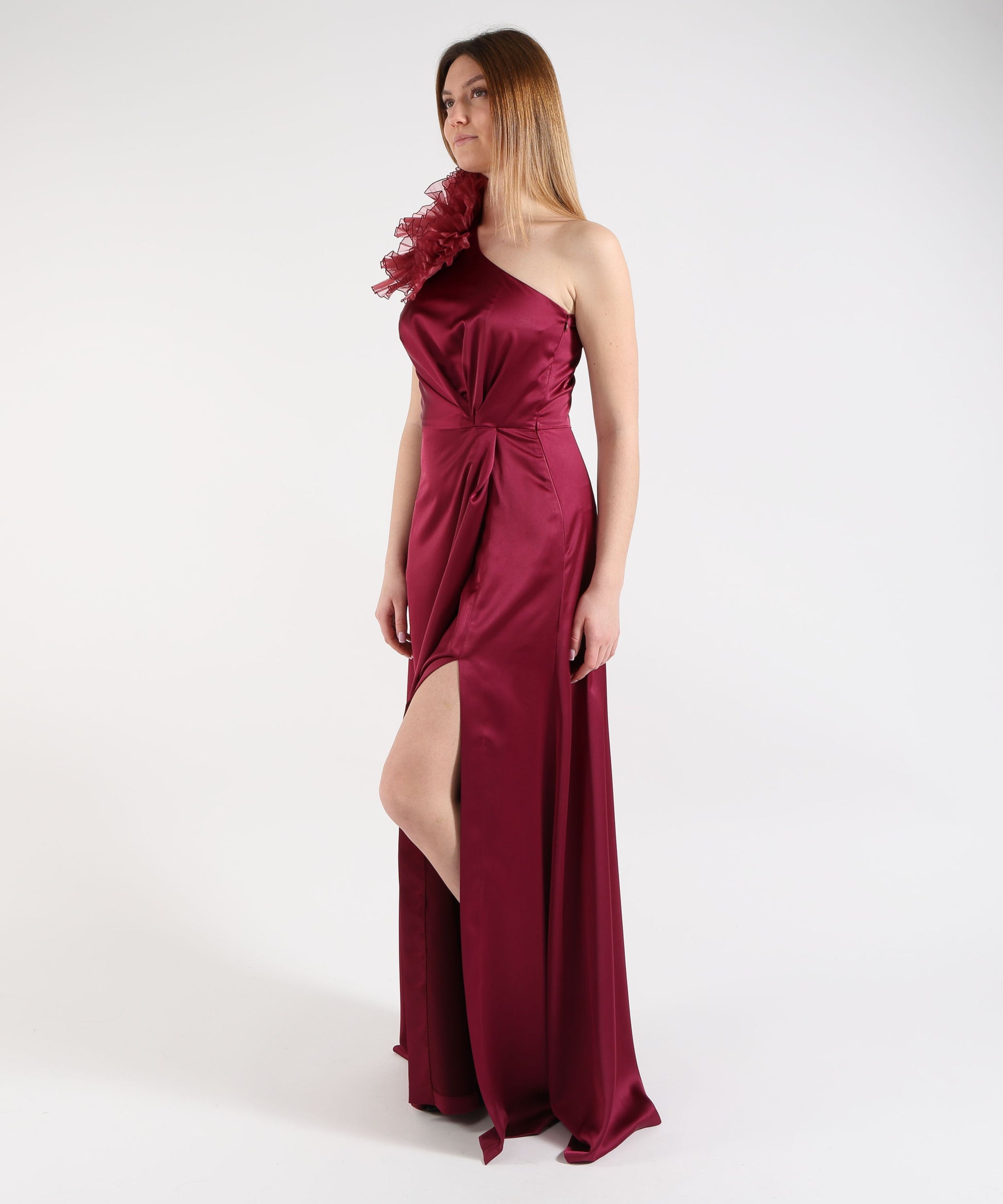 Outfits ELISABETTA DORI long one-shoulder dress Fucsia | ELISABETTA DORI