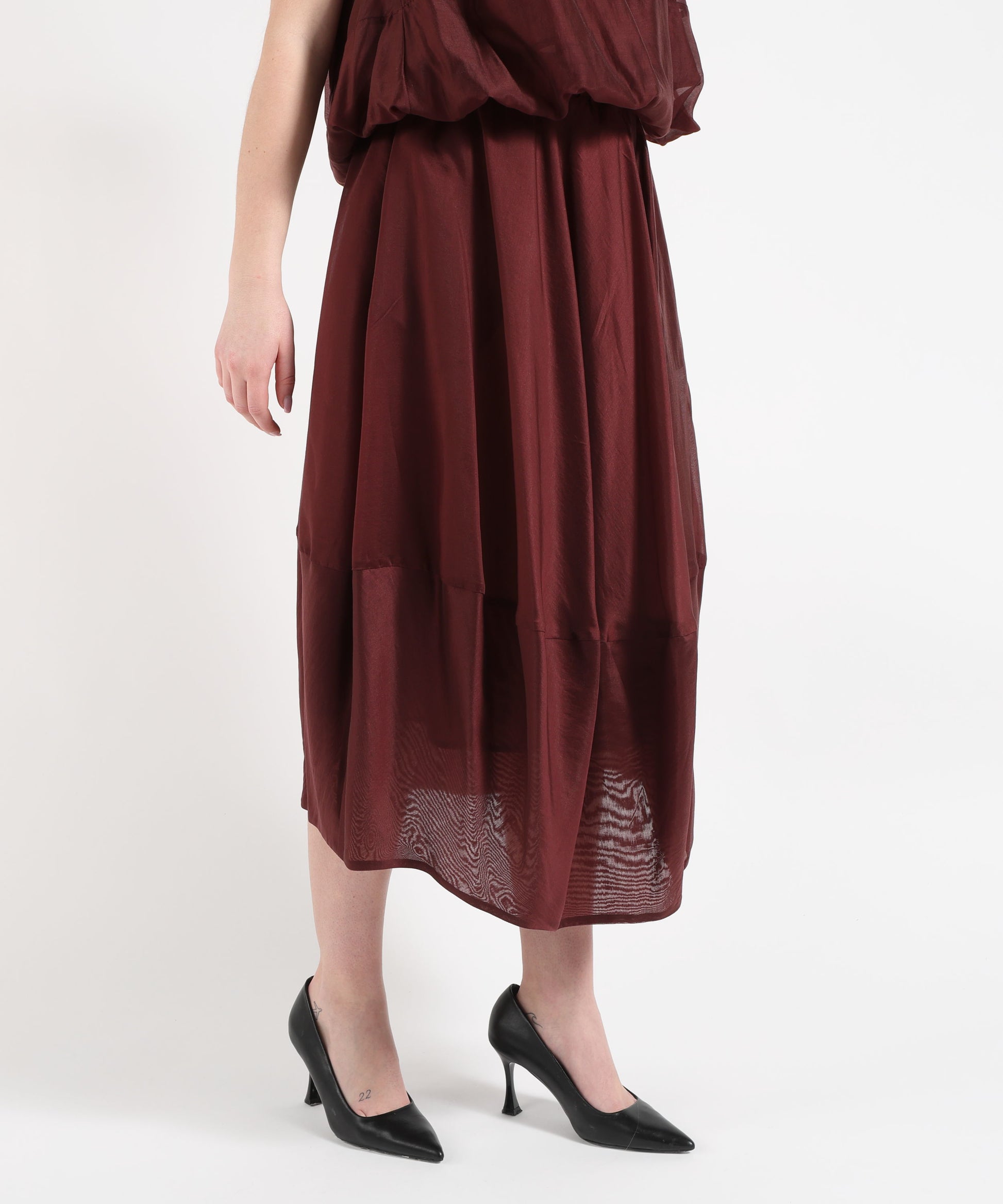 Gonne MEIMEI Gonna Donna Larga Effetto Palloncino Bordeau | MEIMEI