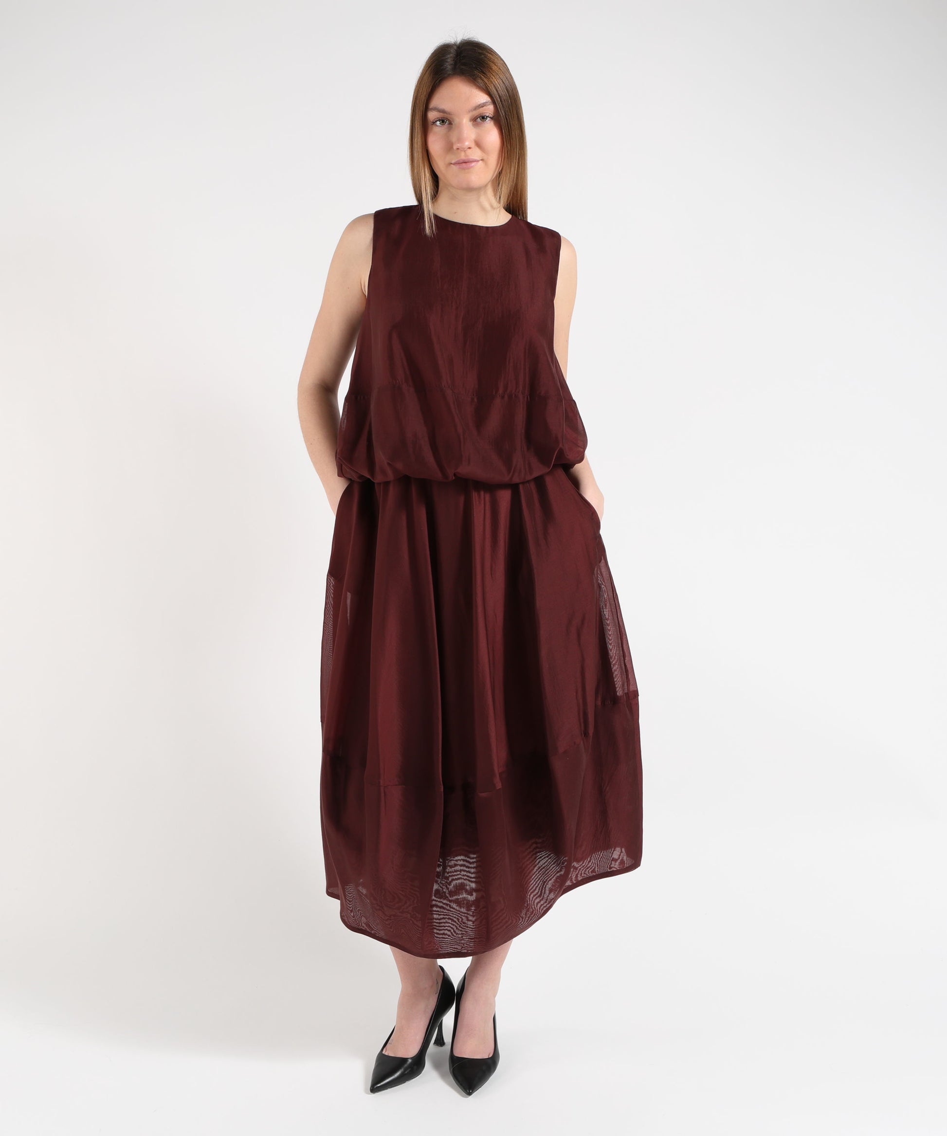 Gonne MEIMEI Gonna Donna Larga Effetto Palloncino Bordeau | MEIMEI