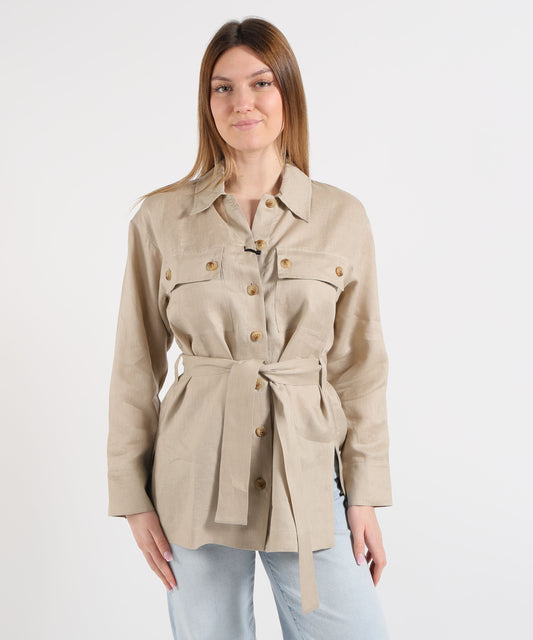 Camicie PENNYBLACK Giacca camicia in lino fico Corda | PENNYBLACK