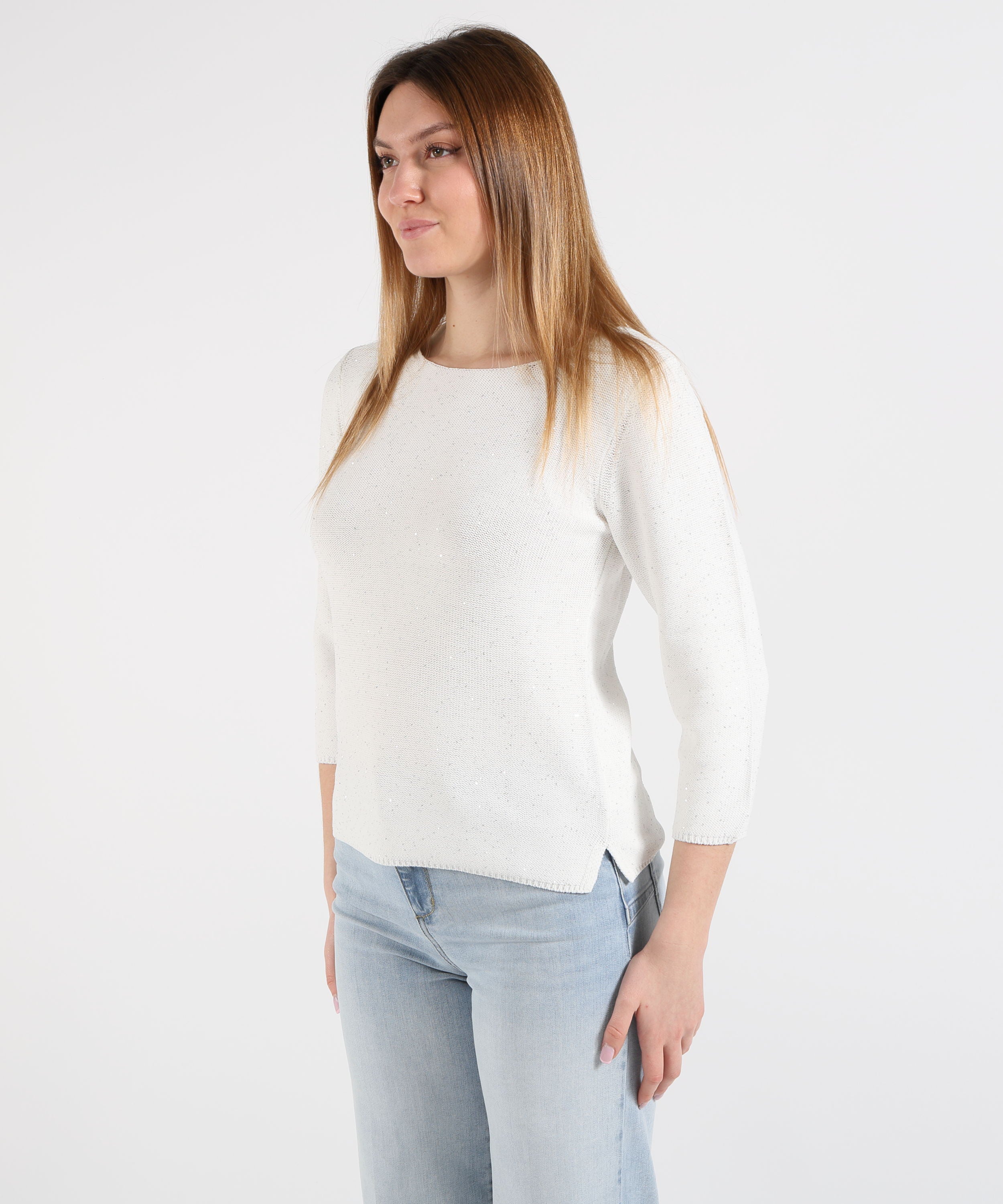 MAIDA MILA Maglia Donna Girocollo con Paillettes