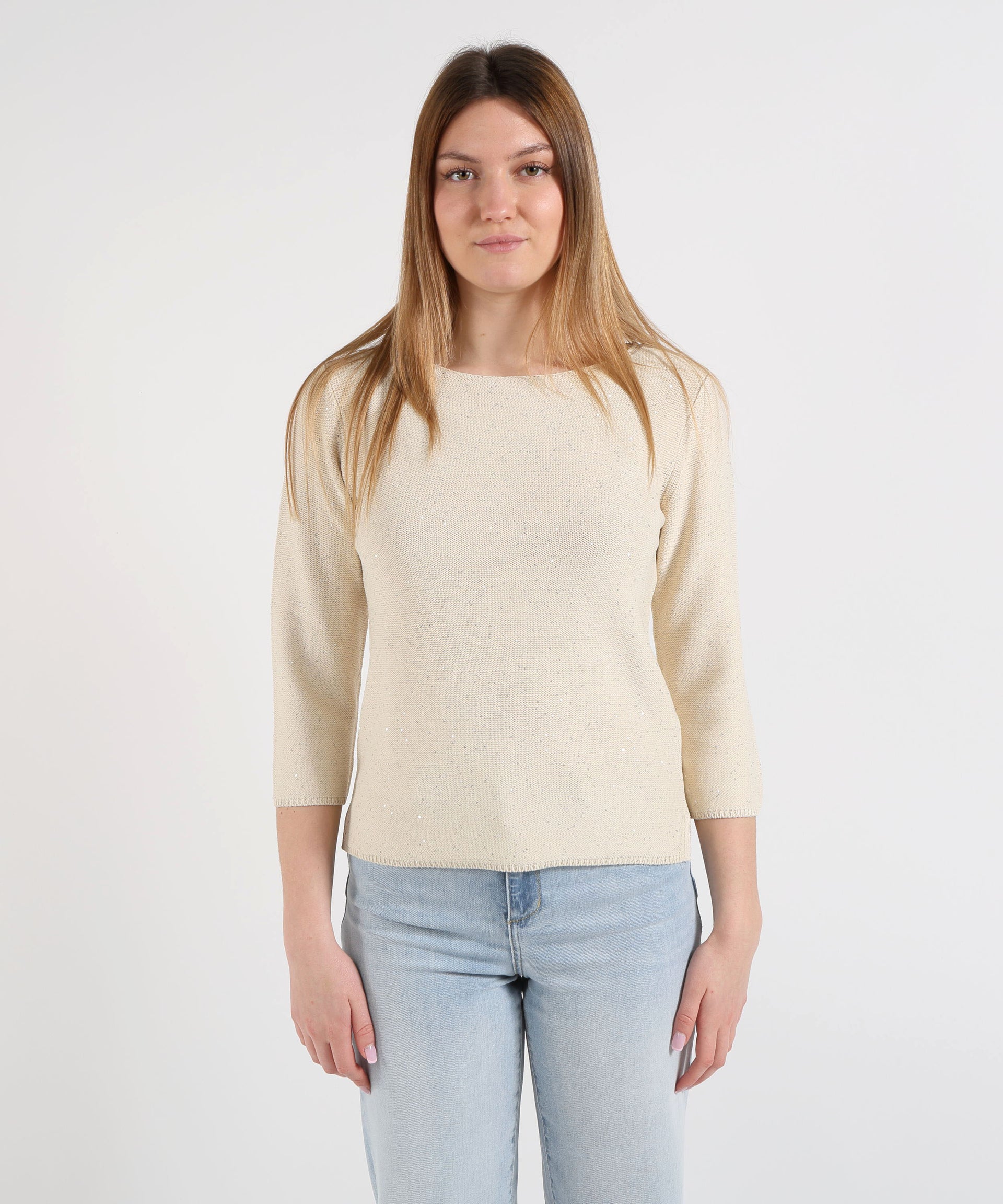 MAIDA MILA Maglia Donna Girocollo con Paillettes