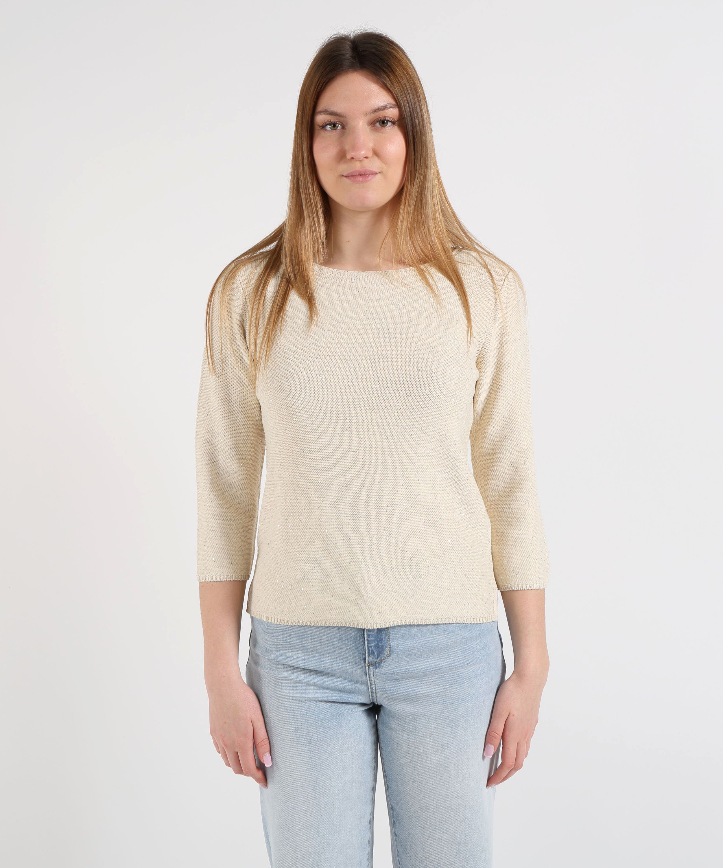 MAIDA MILA Maglia Donna Girocollo con Paillettes