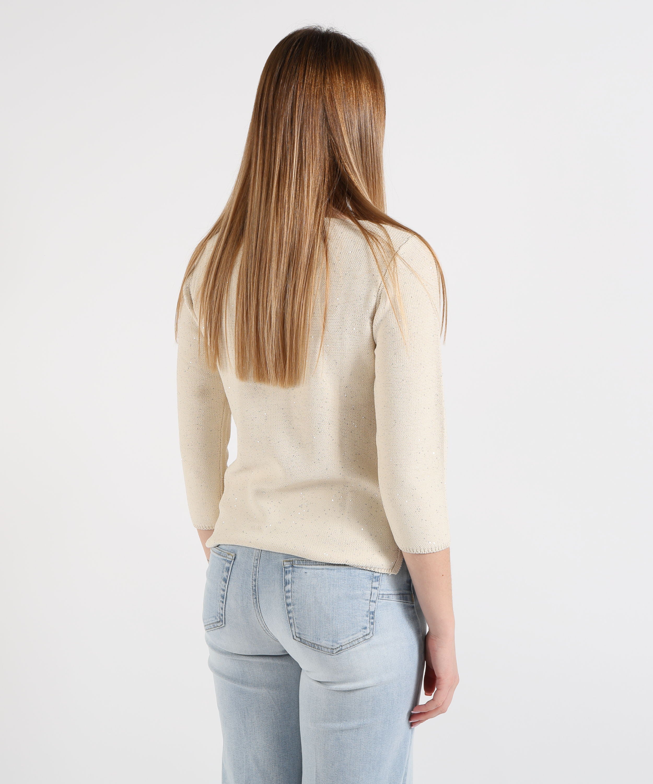 MAIDA MILA Maglia Donna Girocollo con Paillettes