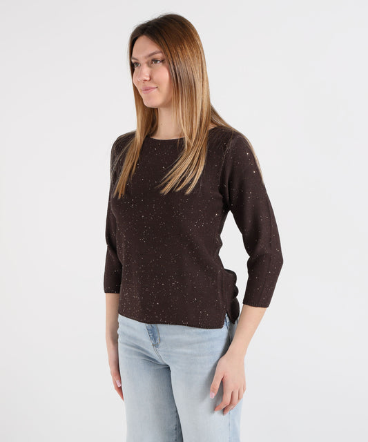 MAIDA MILA Maglia Donna Girocollo con Paillettes