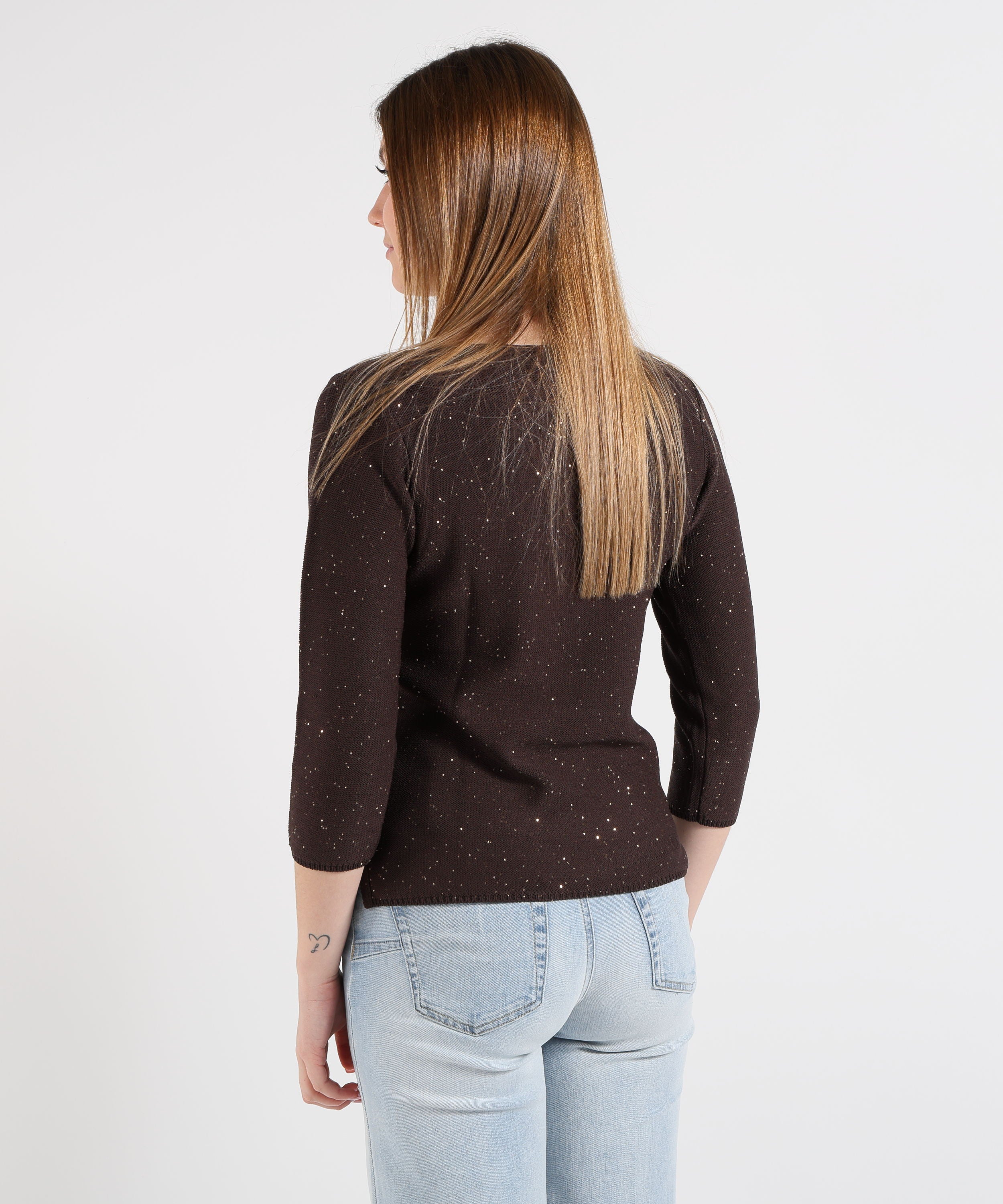 MAIDA MILA Maglia Donna Girocollo con Paillettes