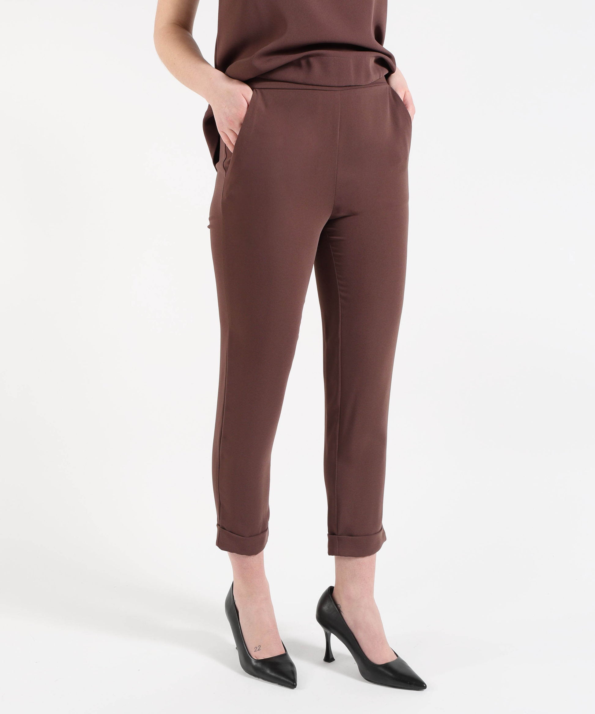 Pantaloni MAIDA MILA Pantalone Donna Morbido a Sigaretta Bruno | MAIDA MILA