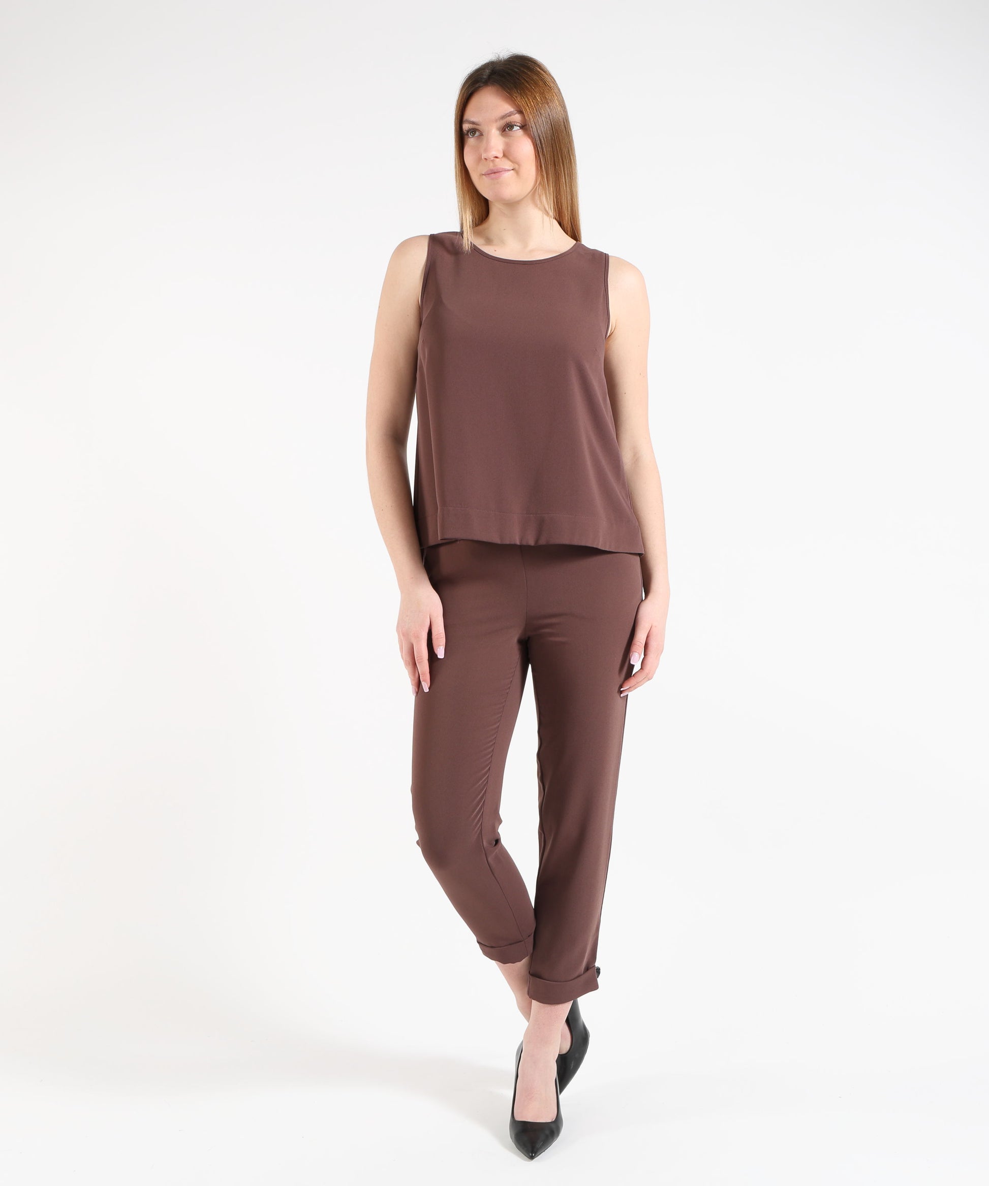 Pantaloni MAIDA MILA Pantalone Donna Morbido a Sigaretta Bruno | MAIDA MILA