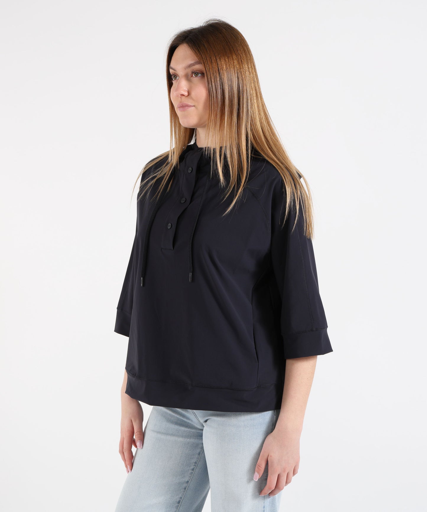 HERNO Women’s Cape with Hood and 3/4 Sleeves