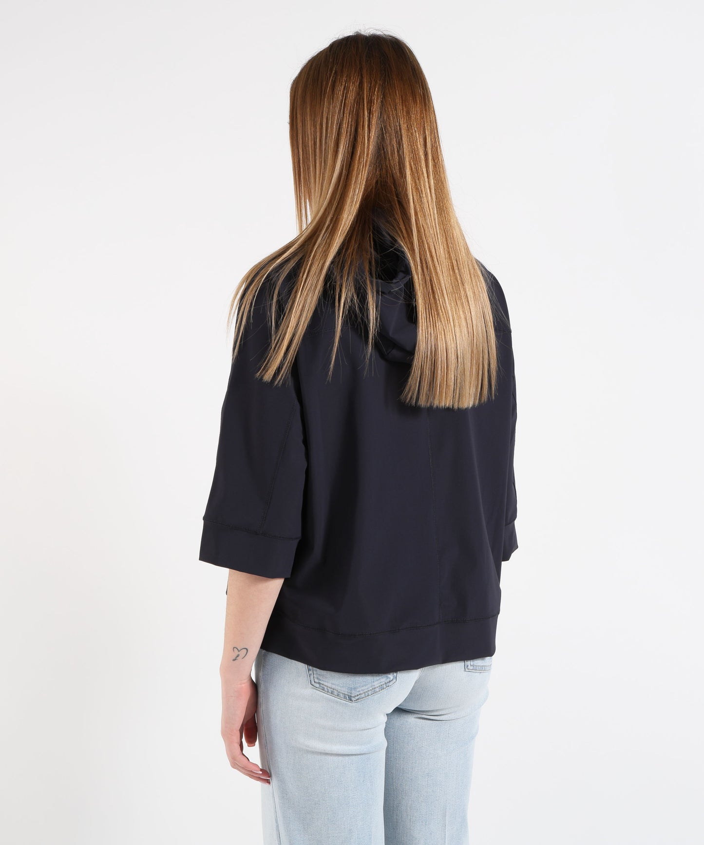 HERNO Women’s Cape with Hood and 3/4 Sleeves