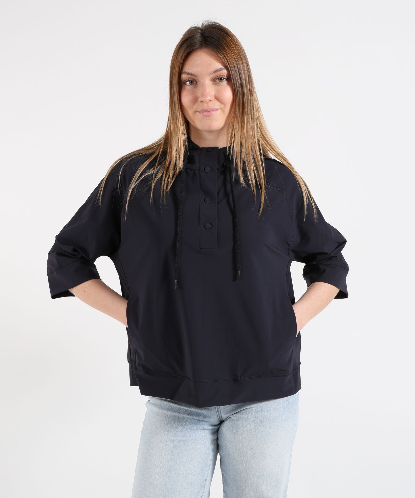 HERNO Women’s Cape with Hood and 3/4 Sleeves