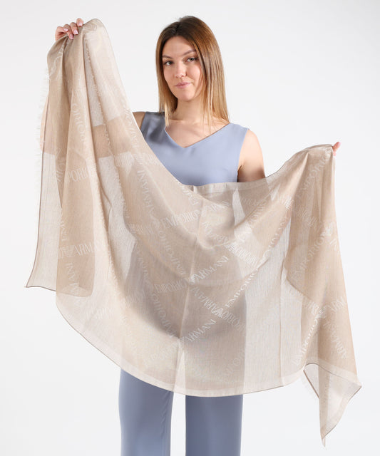 EMPORIO ARMANI Stola Rettangolare Donna a Fantasia con Logo