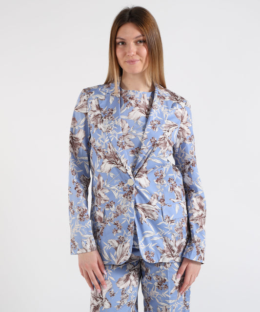 LIUJO WHITE Blazer Monopetto Morbido Donna a Fantasia Floreale