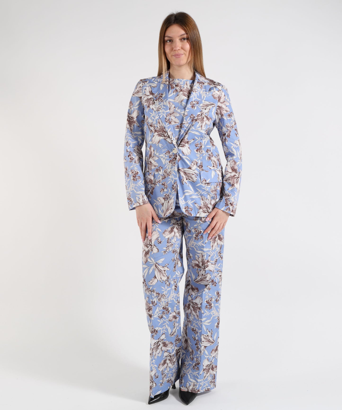 LIUJO WHITE Blazer Monopetto Morbido Donna a Fantasia Floreale