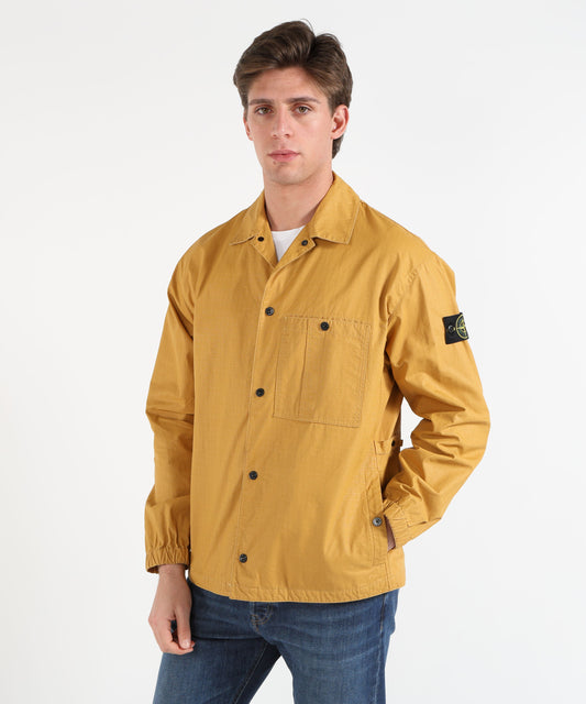 Giacche STONE ISLAND DOUBLE-COATED COTTON RIPSTOP - Overshirt vestibilità comfort con tasche Mostarda | STONE ISLAND