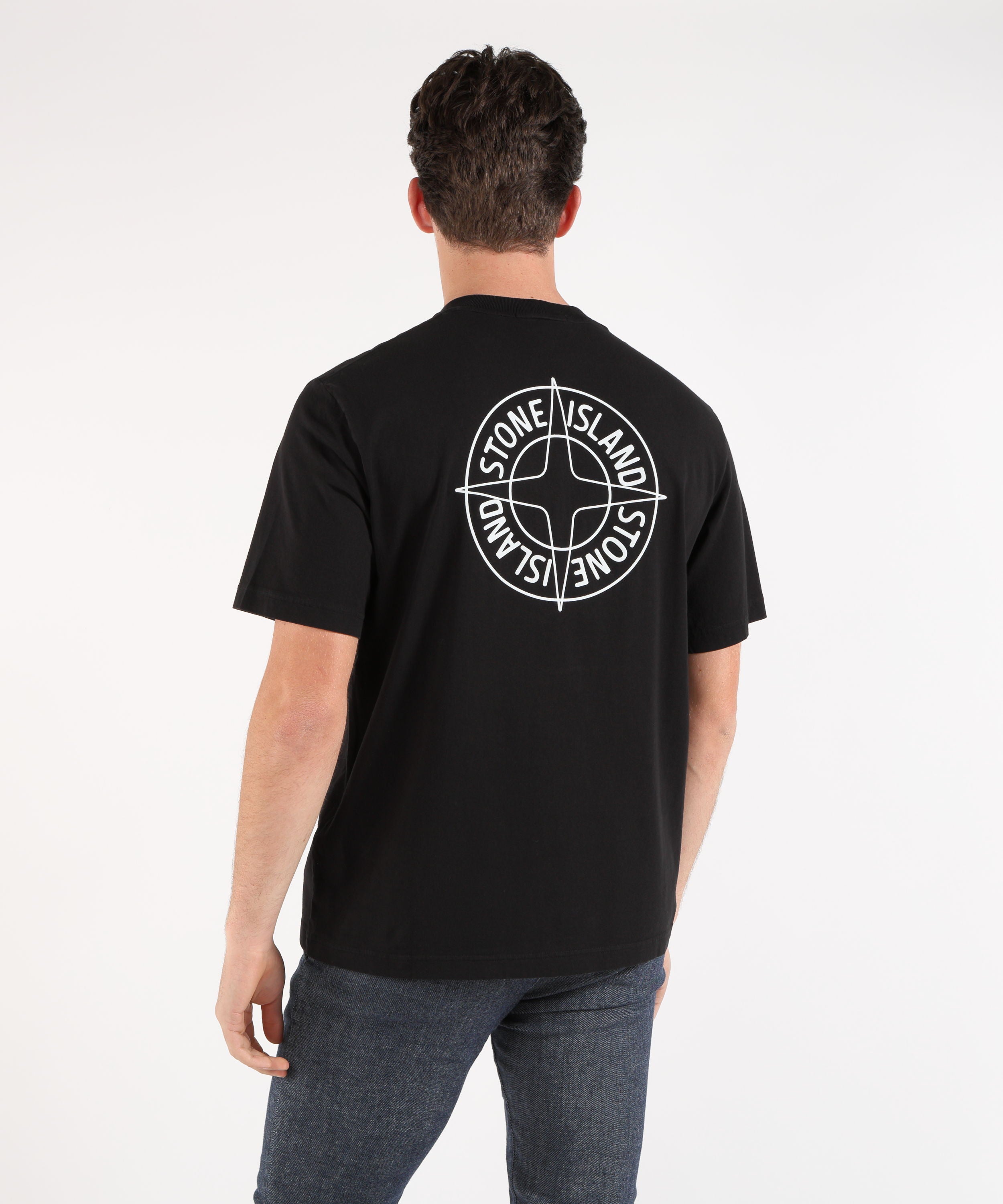 T-shirt STONE ISLAND ORGANIC COTTON JERSEY - T-shirt vestibilità regular con stampa ‘Outline Compass’ Nero | STONE ISLAND