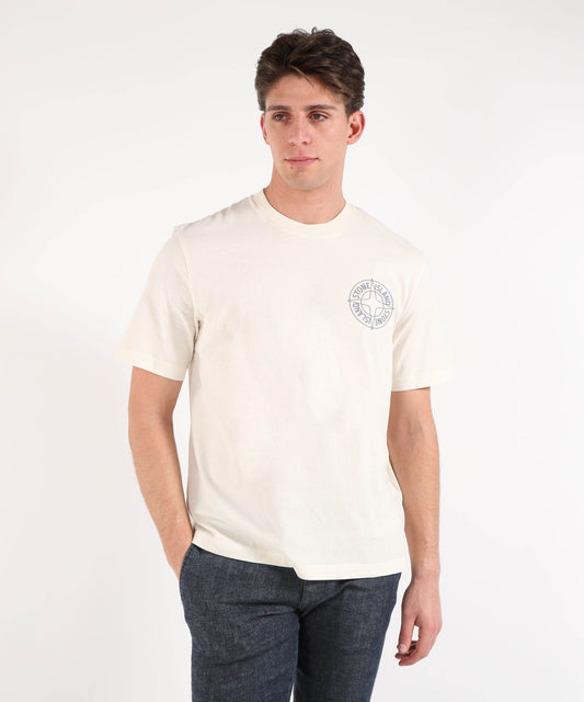STONE ISLAND ORGANIC COTTON JERSEY - T-shirt vestibilità regular con stampa ‘Outline Compass’