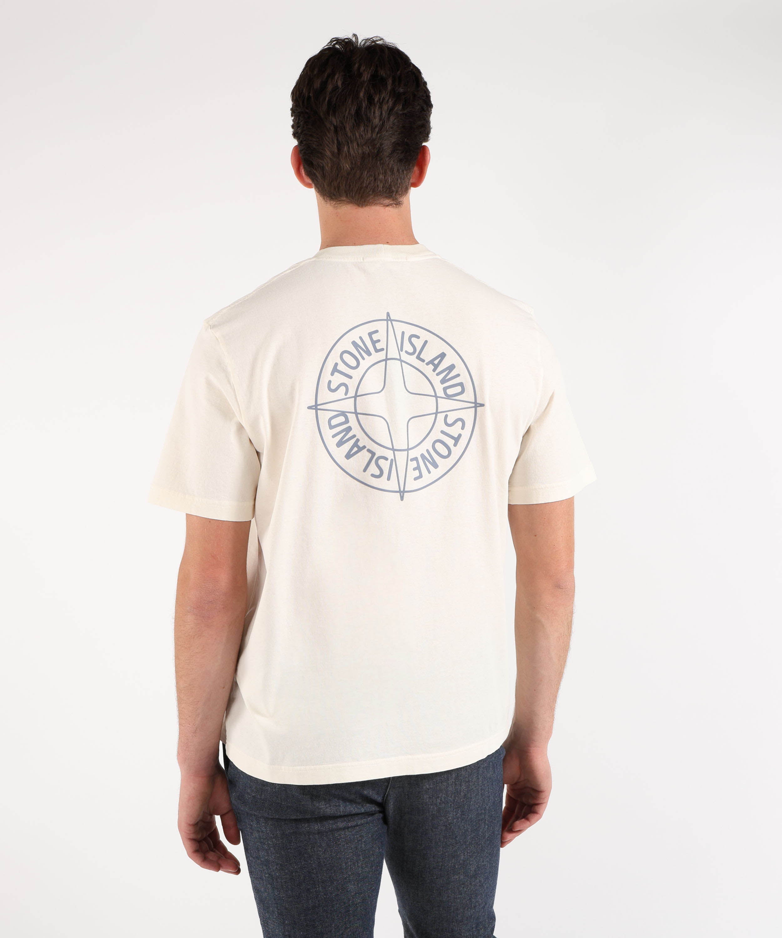 T-shirt STONE ISLAND ORGANIC COTTON JERSEY - T-shirt vestibilità regular con stampa ‘Outline Compass’ Avorio | STONE ISLAND