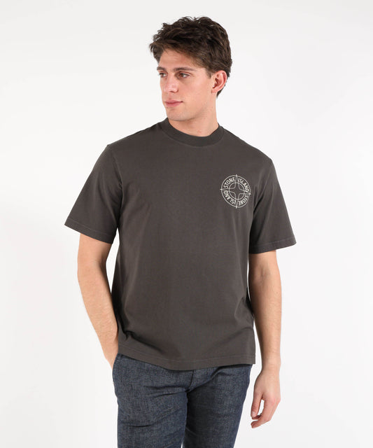 T-shirt STONE ISLAND ORGANIC COTTON JERSEY - T-shirt vestibilità regular con stampa ‘Outline Compass’ Grigio scuro | STONE ISLAND