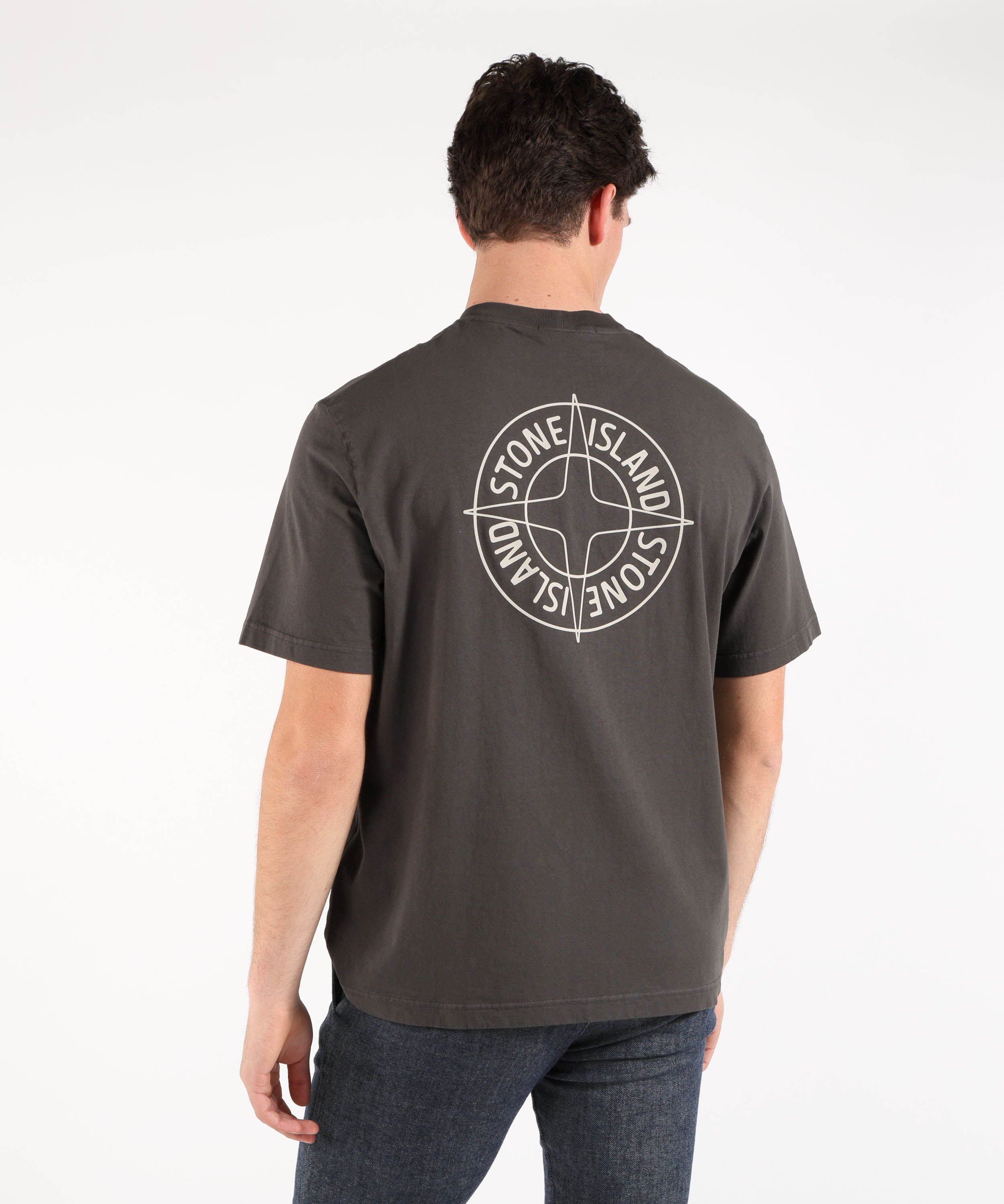 T-shirt STONE ISLAND ORGANIC COTTON JERSEY - T-shirt vestibilità regular con stampa ‘Outline Compass’ Grigio scuro | STONE ISLAND