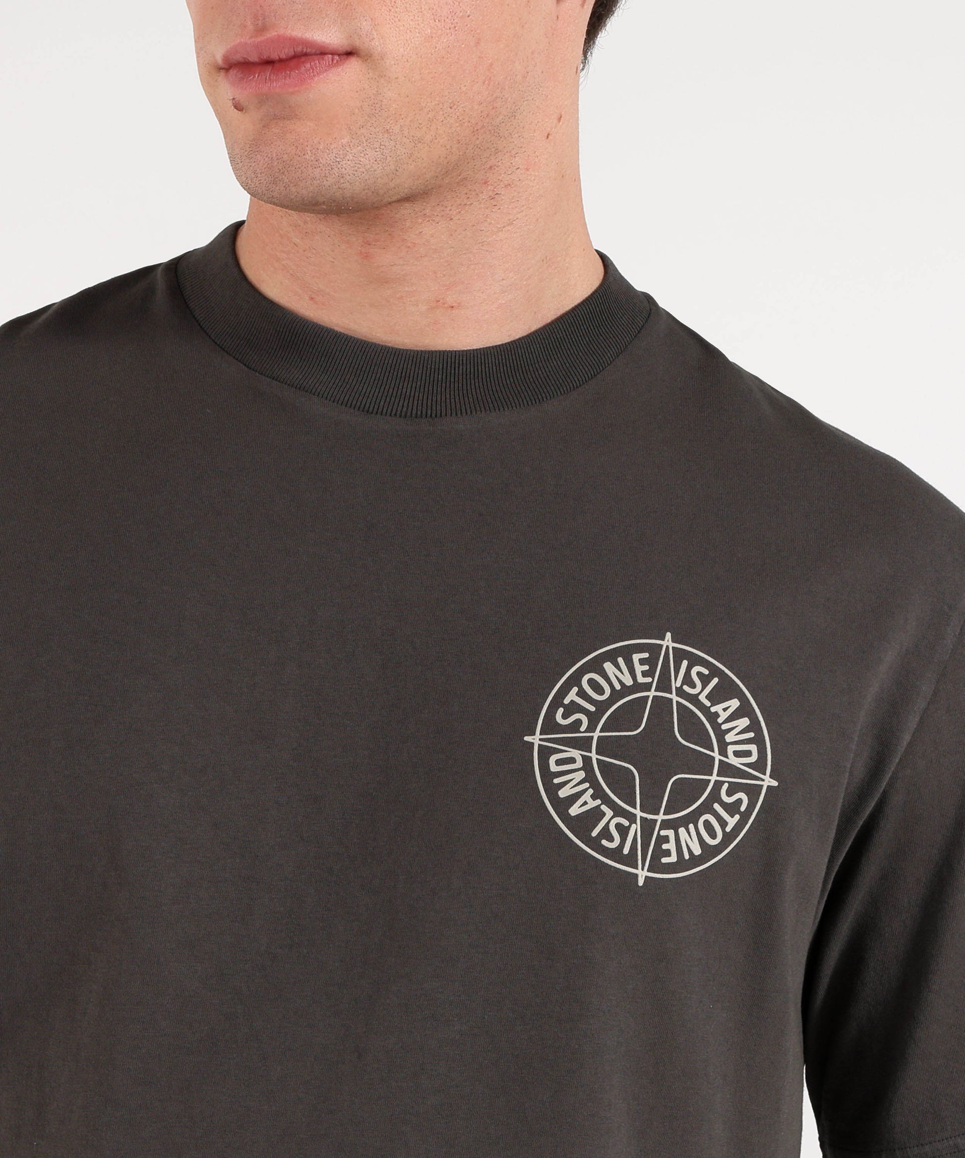 T-shirt STONE ISLAND ORGANIC COTTON JERSEY - T-shirt vestibilità regular con stampa ‘Outline Compass’ Grigio scuro | STONE ISLAND