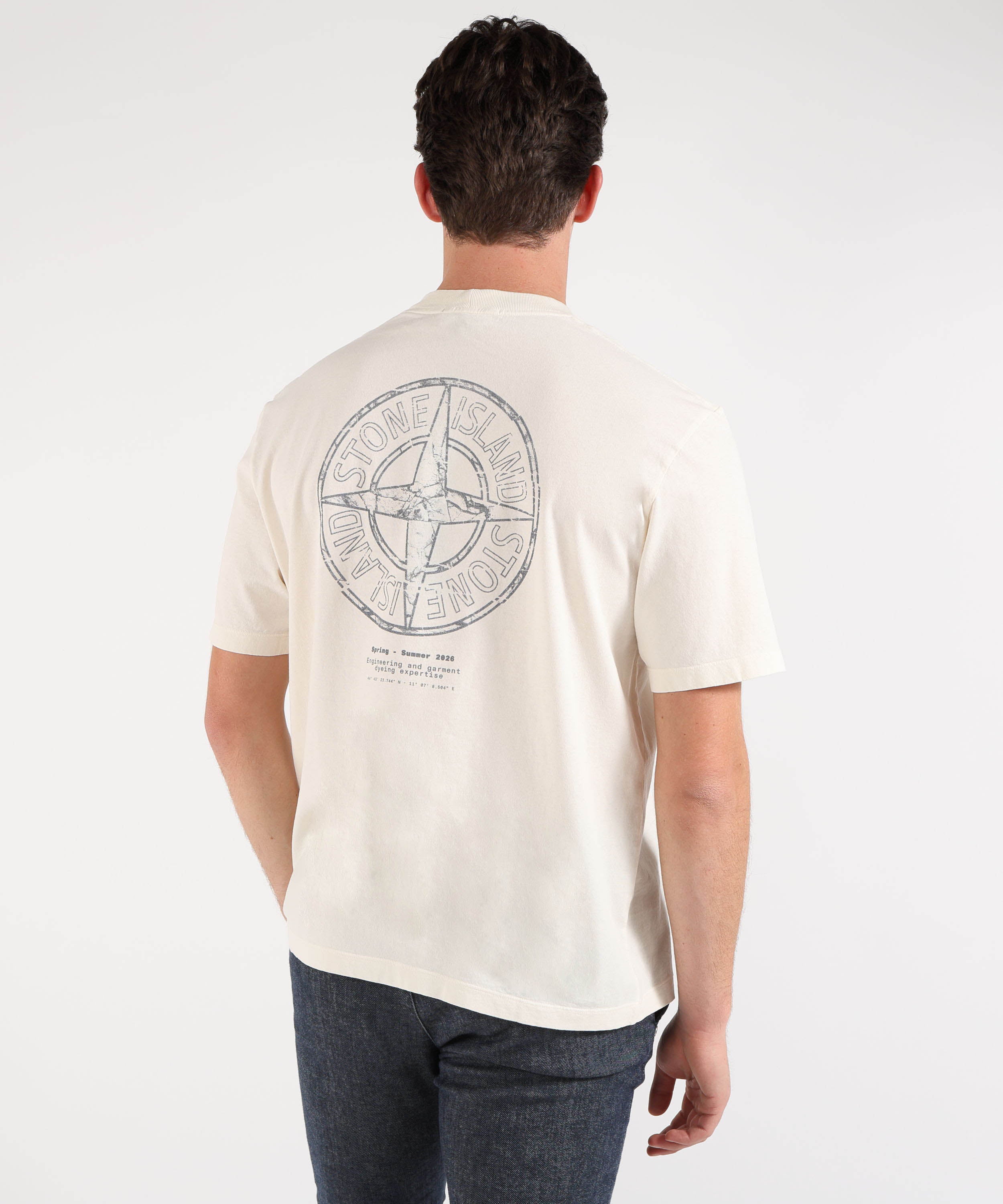 T-shirt STONE ISLAND ORGANIC COTTON JERSEY - T-shirt vestibilità regular con stampa ‘Stone’ Avorio | STONE ISLAND