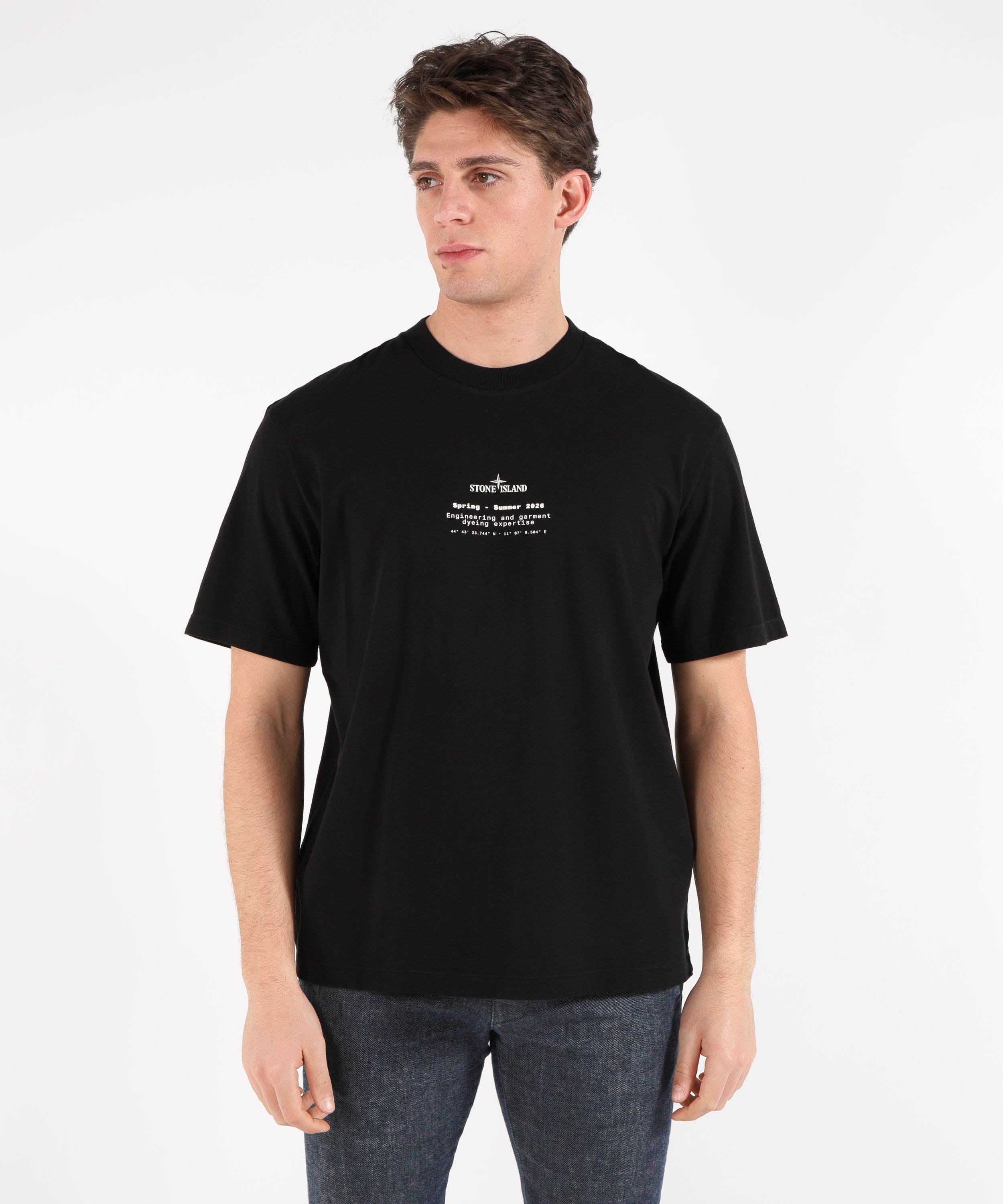 T-shirt STONE ISLAND ORGANIC COTTON JERSEY - T-shirt vestibilità regular con stampa ‘Stone’ Nero | STONE ISLAND