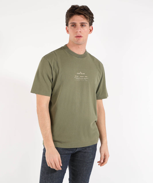 T-shirt STONE ISLAND ORGANIC COTTON JERSEY - T-shirt vestibilità regular con stampa ‘Stone’ Militare | STONE ISLAND