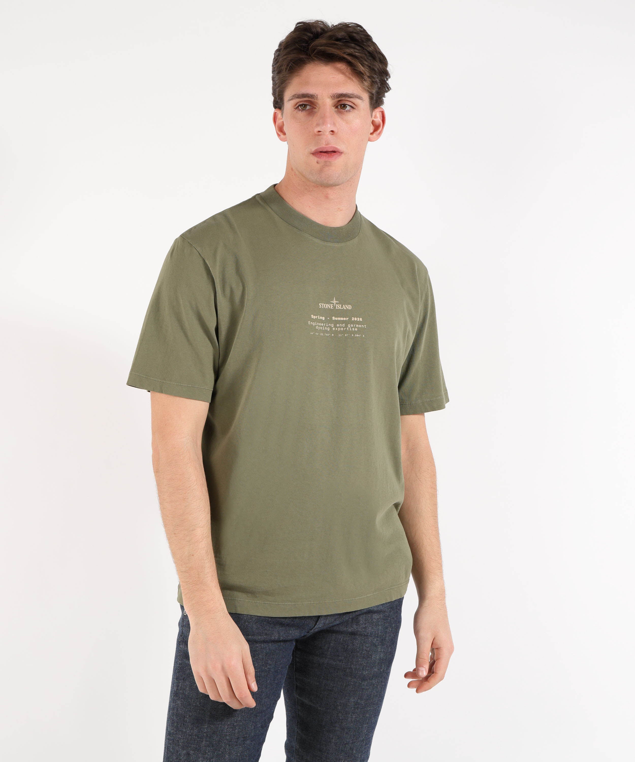 T-shirt STONE ISLAND ORGANIC COTTON JERSEY - T-shirt vestibilità regular con stampa ‘Stone’ Militare | STONE ISLAND