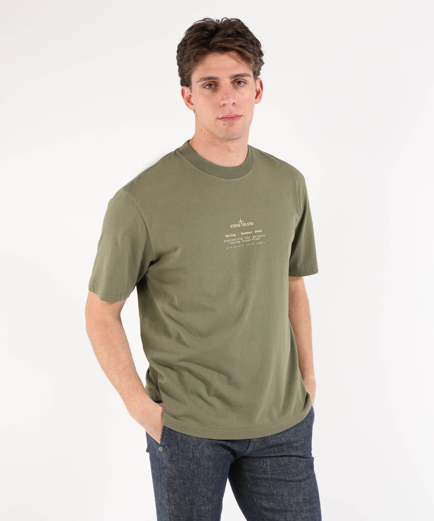 STONE ISLAND ORGANIC COTTON JERSEY - T-shirt vestibilità regular con stampa ‘Stone’