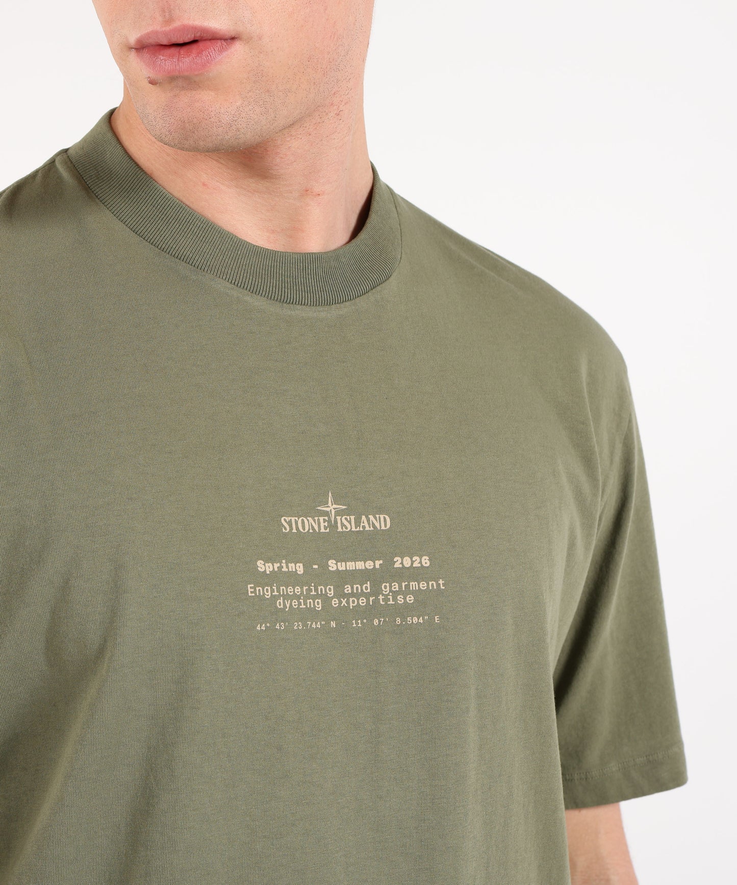 STONE ISLAND ORGANIC COTTON JERSEY - T-shirt vestibilità regular con stampa ‘Stone’