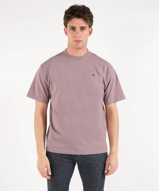 STONE ISLAND COMBED ORGANIC COTTON JERSEY - T-shirt vestibilità regular con patch Compass