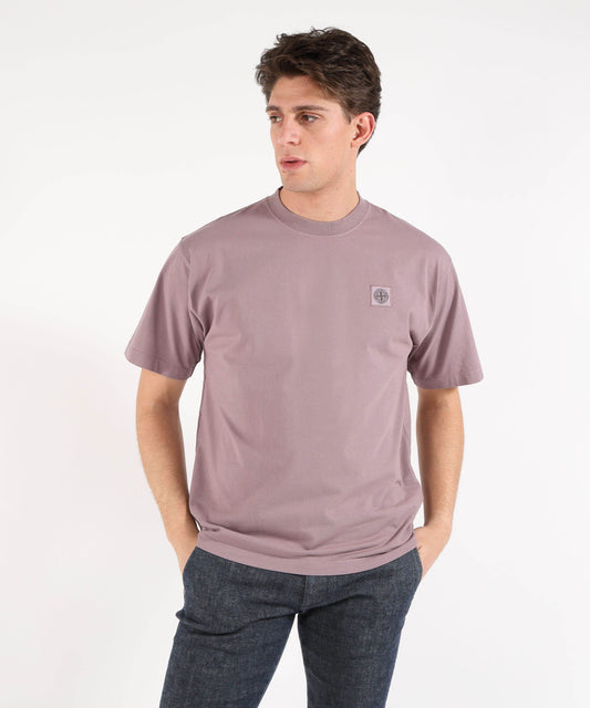 T-shirt STONE ISLAND COMBED ORGANIC COTTON JERSEY - T-shirt vestibilità regular con patch Compass Viola/grigio | STONE ISLAND