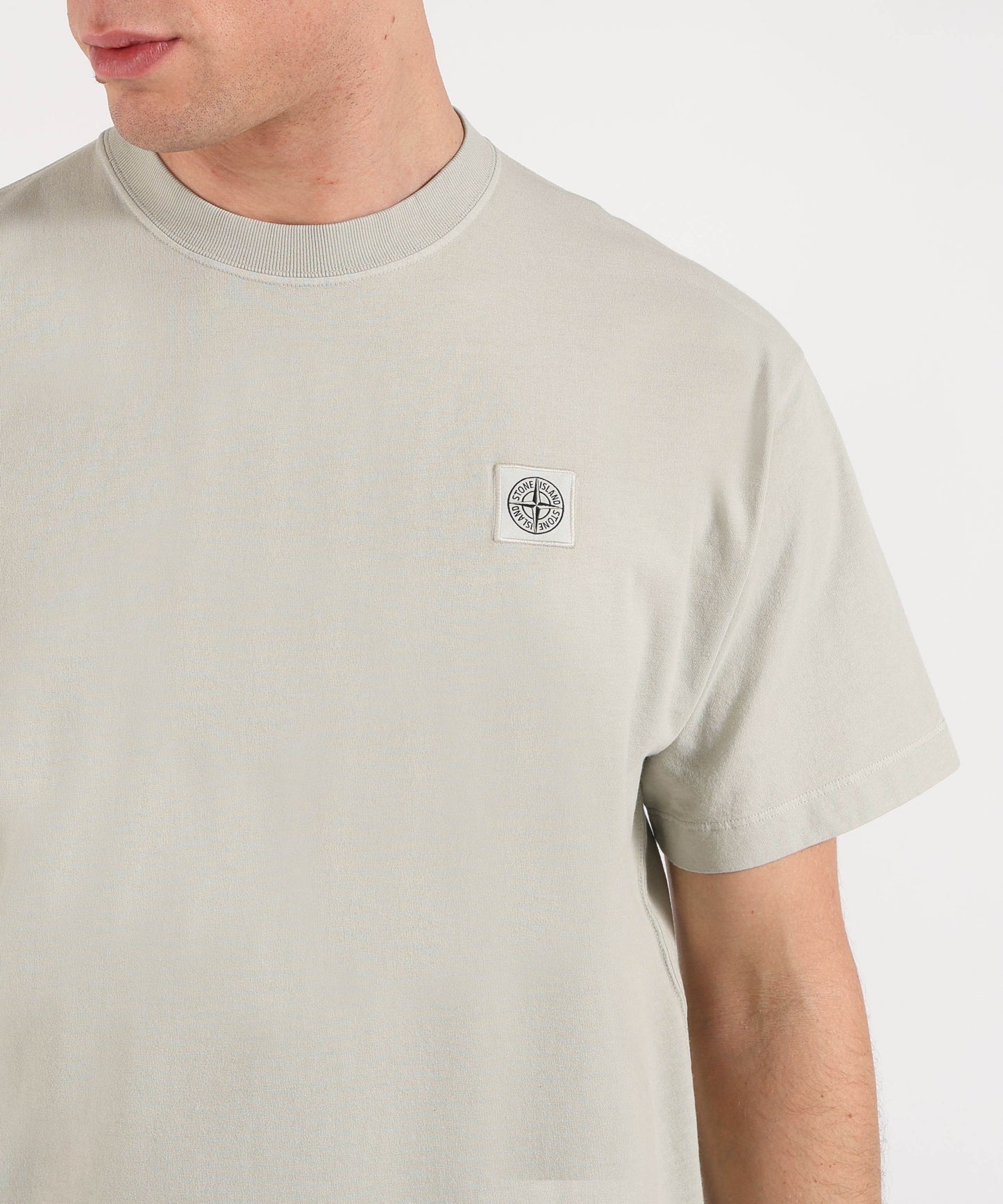 STONE ISLAND COMBED ORGANIC COTTON JERSEY - T-shirt vestibilità regular con patch Compass