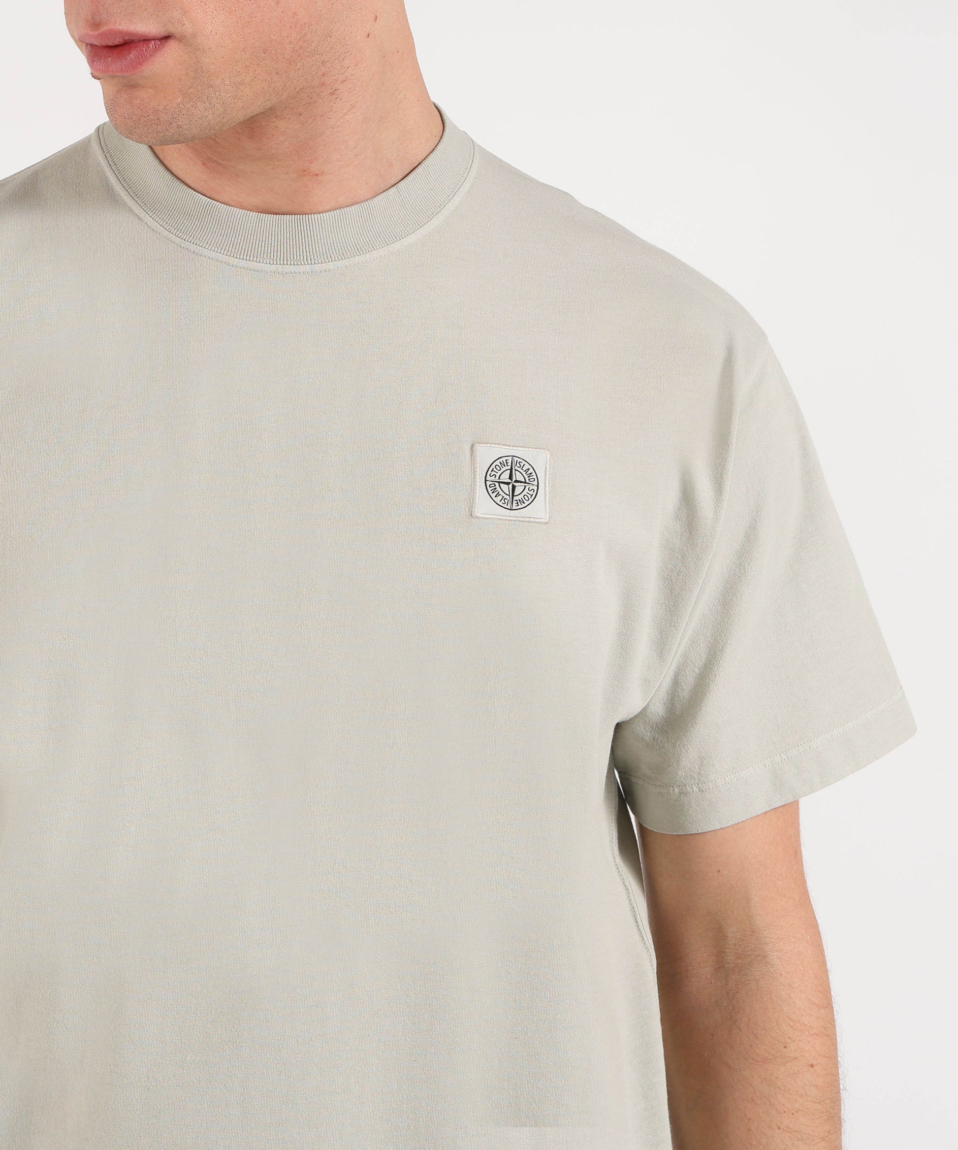 T-shirt STONE ISLAND COMBED ORGANIC COTTON JERSEY - T-shirt vestibilità regular con patch Compass Grigio perla | STONE ISLAND
