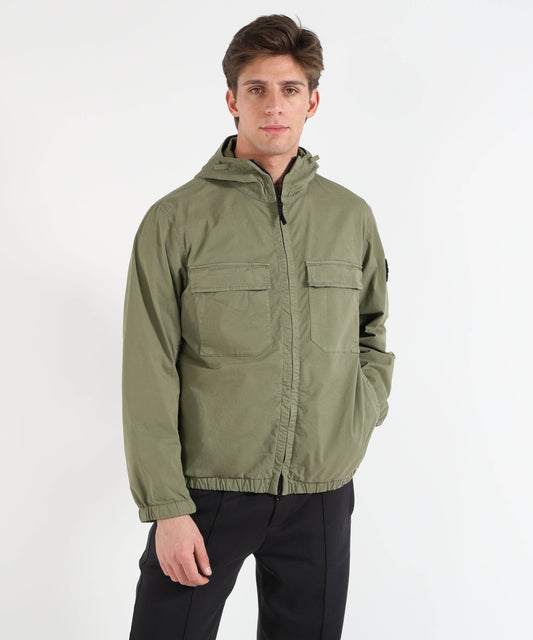 Giacche STONE ISLAND STRETCH ORGANIC COTTON TWILL - Giacca con cappuccio e antigoccia Militare | STONE ISLAND