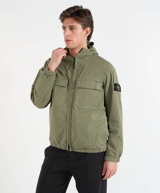 Giacche STONE ISLAND STRETCH ORGANIC COTTON TWILL - Giacca con cappuccio e antigoccia Militare | STONE ISLAND