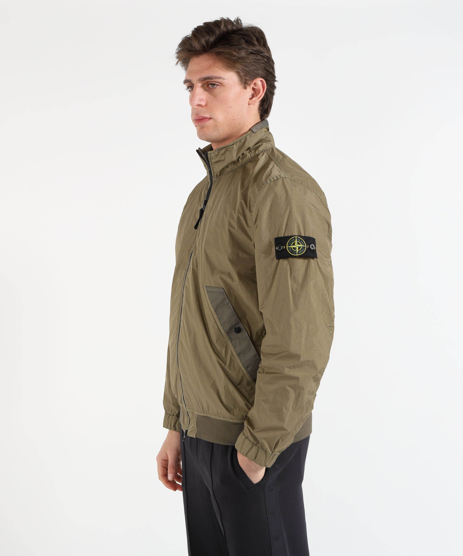 Giacche STONE ISLAND STRETCH ORGANIC COTTON TWILL - Giacca con cappuccio e antigoccia Militare | STONE ISLAND