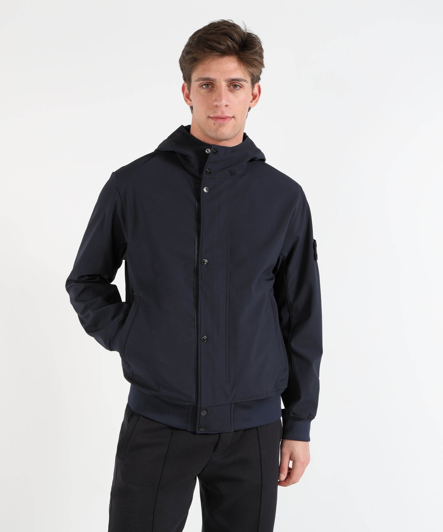 STONE ISLAND LIGHT SOFT SHELL-R E.DYE® TECHNOLOGY IN RECYCLED POLYESTER - Giacca con cappuccio e membrana resistente ad acqua e vento