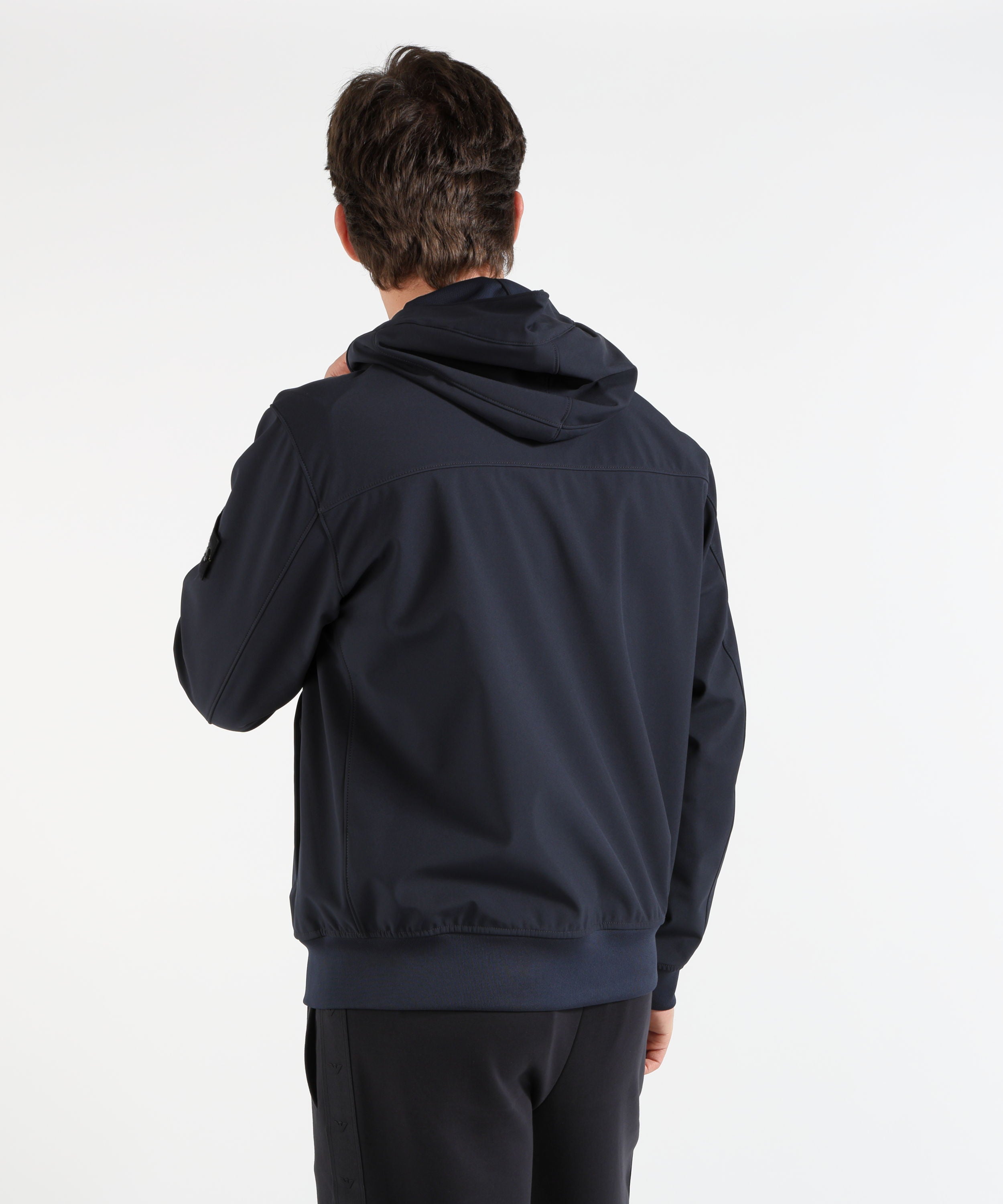 Parka STONE ISLAND LIGHT SOFT SHELL-R E.DYE® TECHNOLOGY IN RECYCLED POLYESTER - Giacca con cappuccio e membrana resistente ad acqua e vento Navy | STONE ISLAND