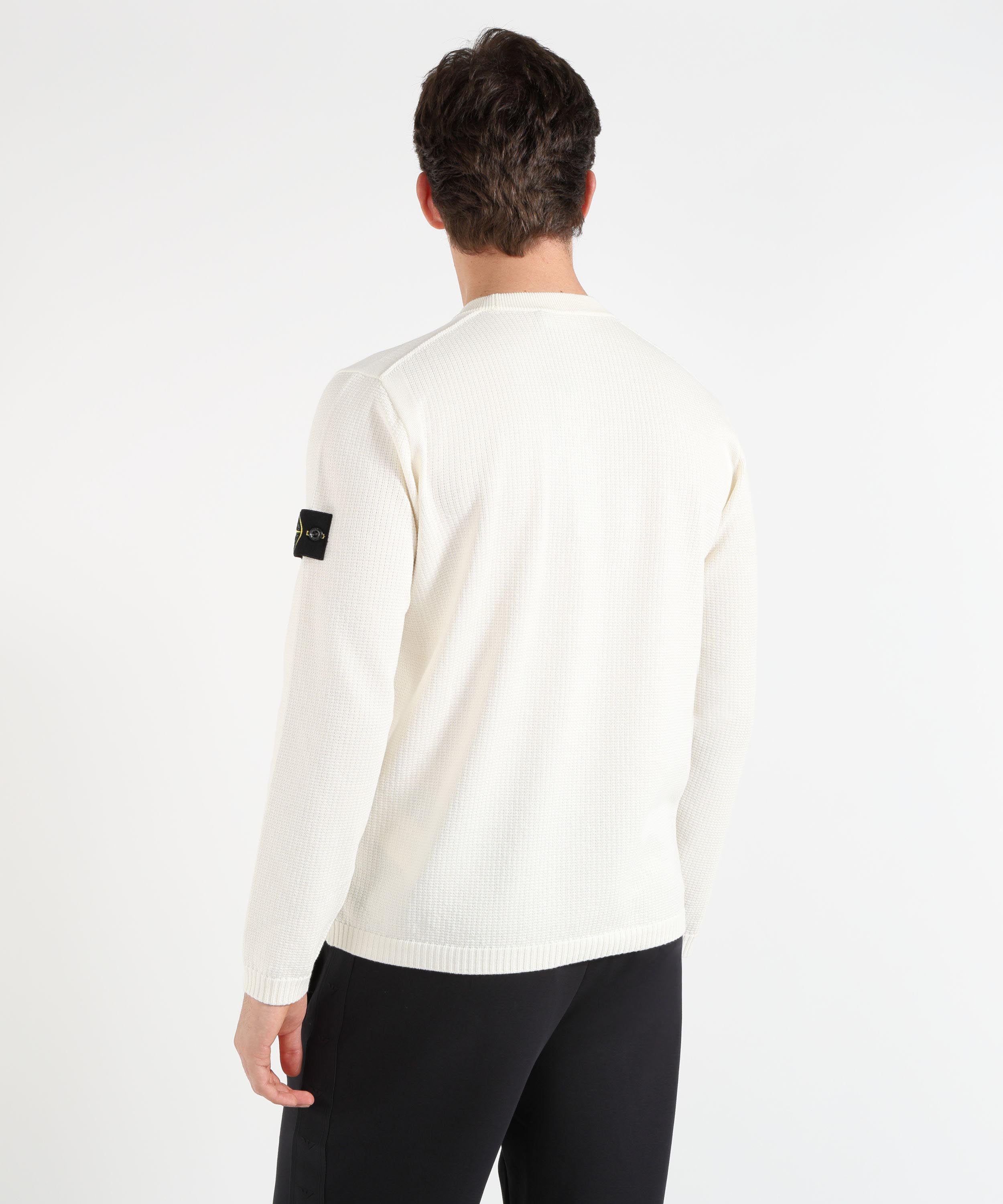 Maglie STONE ISLAND MICRO STITCH SOFT ORGANIC COTTON - Maglione girocollo vestibilità loose a costine Avorio | STONE ISLAND