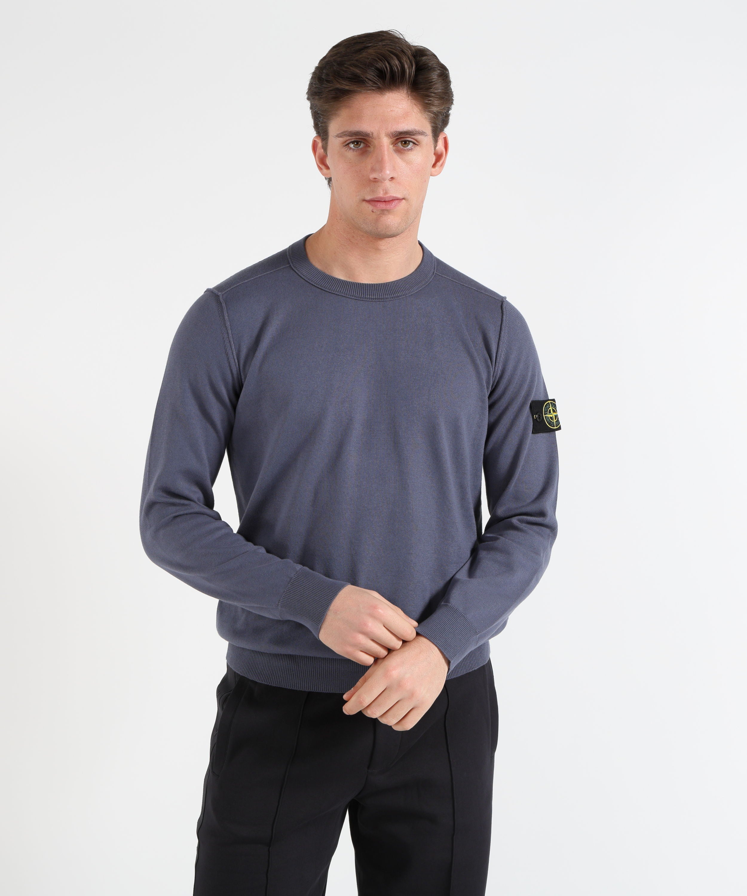 Maglie STONE ISLAND Maglia girocollo con dettaglio piccolo rotolo Blu/grigio | STONE ISLAND