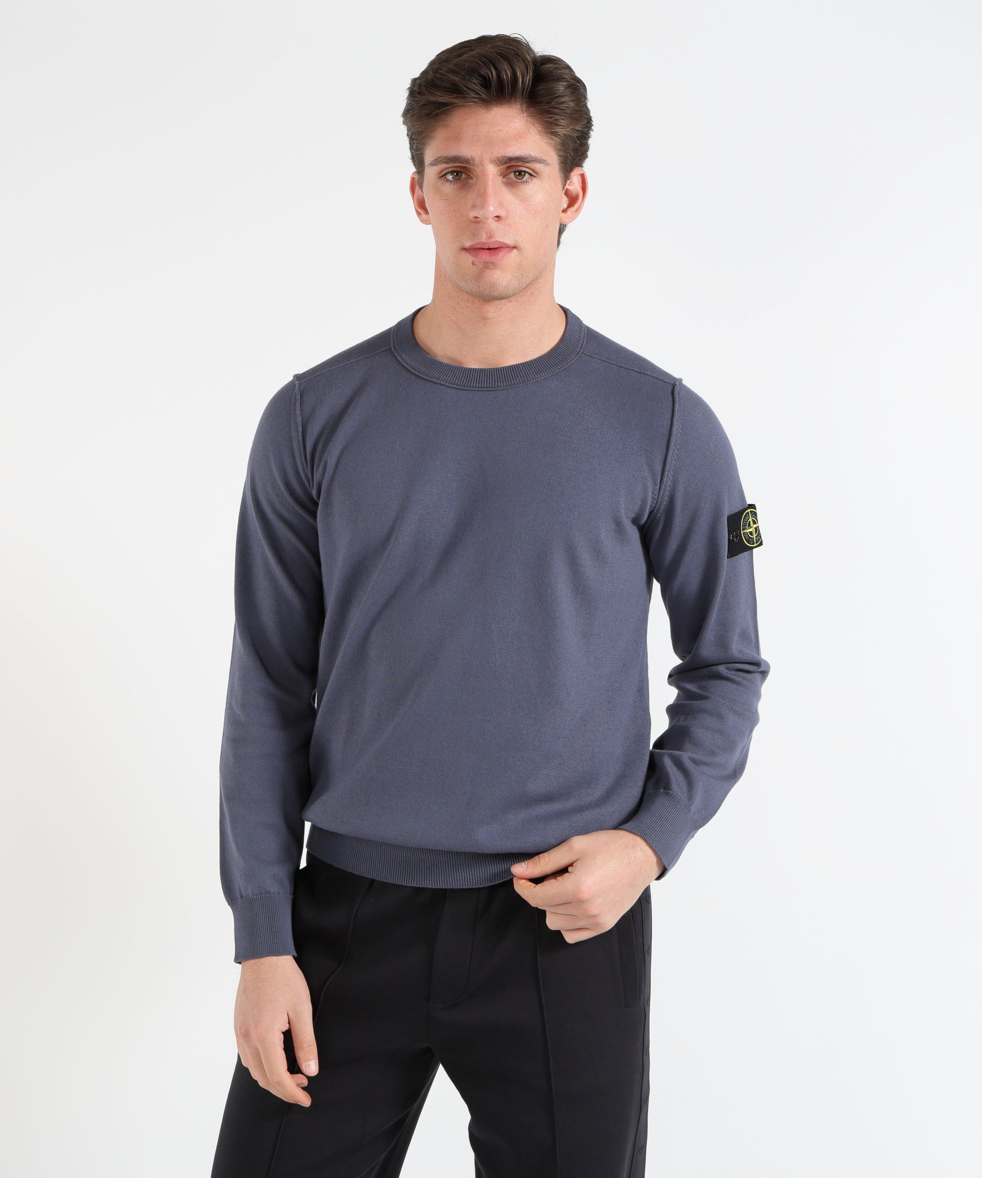 Maglie STONE ISLAND Maglia girocollo con dettaglio piccolo rotolo Blu/grigio | STONE ISLAND