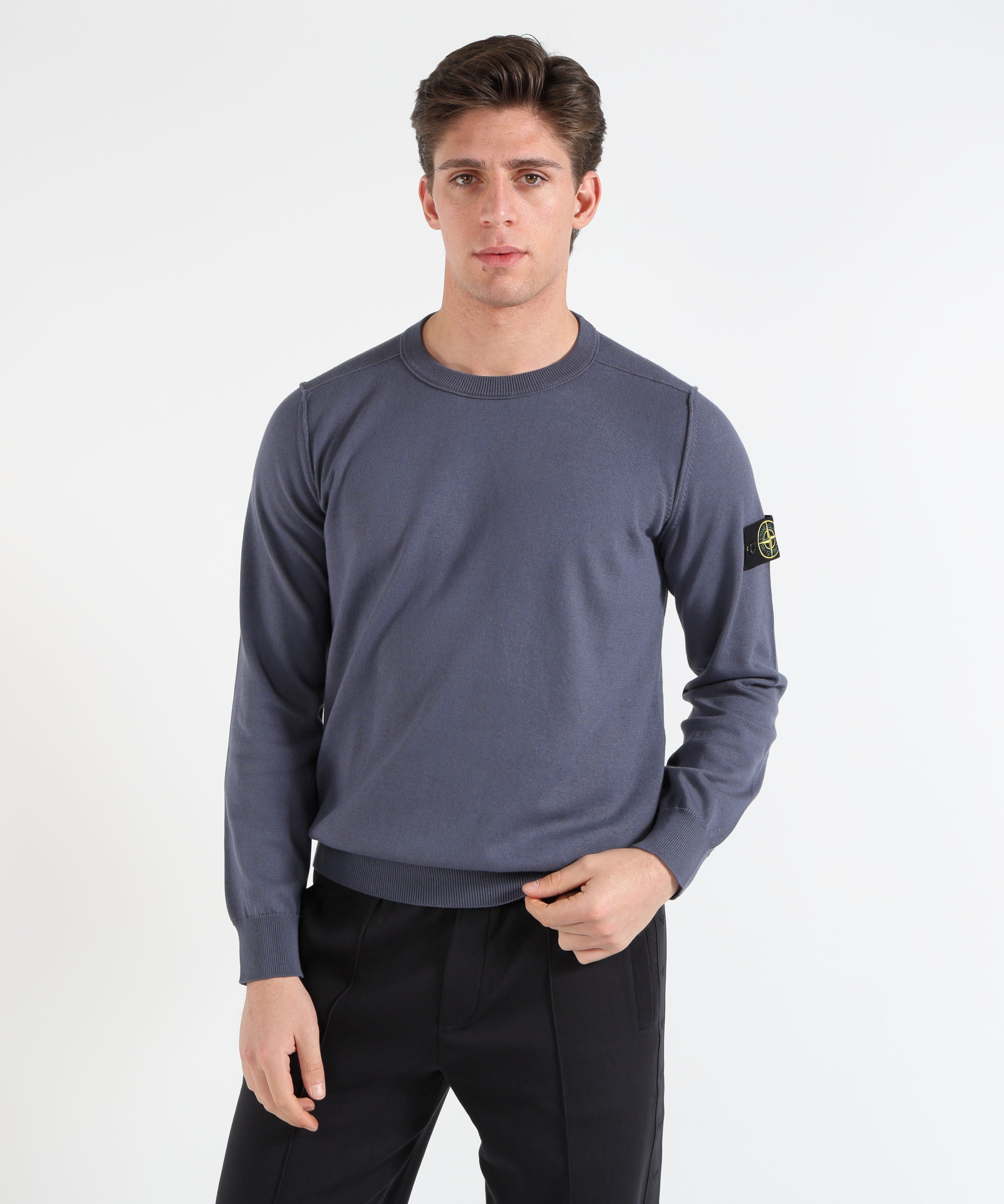 Maglie STONE ISLAND Maglia girocollo con dettaglio piccolo rotolo Blu/grigio | STONE ISLAND