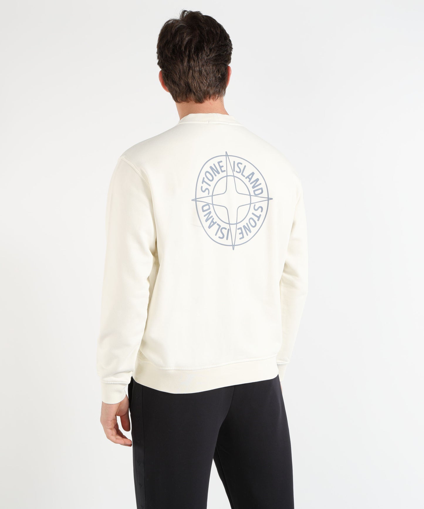 STONE ISLAND COTTON FLEECE - Felpa girocollo oversize con stampa ‘Outline Compass’